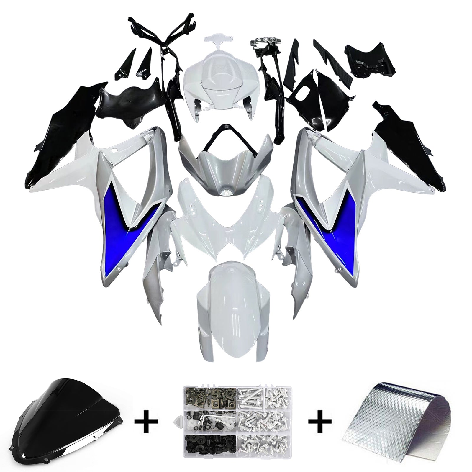 2008-2010 Suzuki GSXR 600 750 Zilver Wit GSXR Racing Stroomlijnkappen Generiek