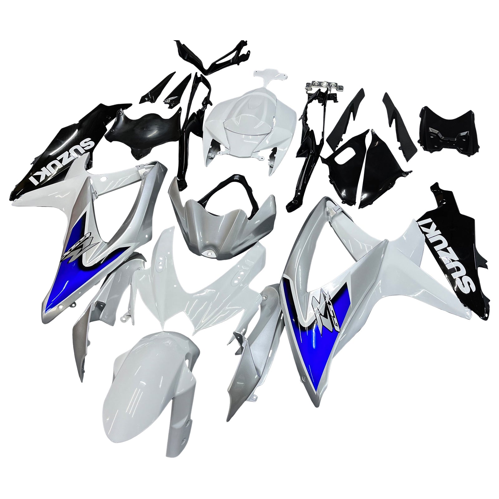 2008-2010 Suzuki GSXR 600 750 Silver White GSXR Racing Fairings Generic