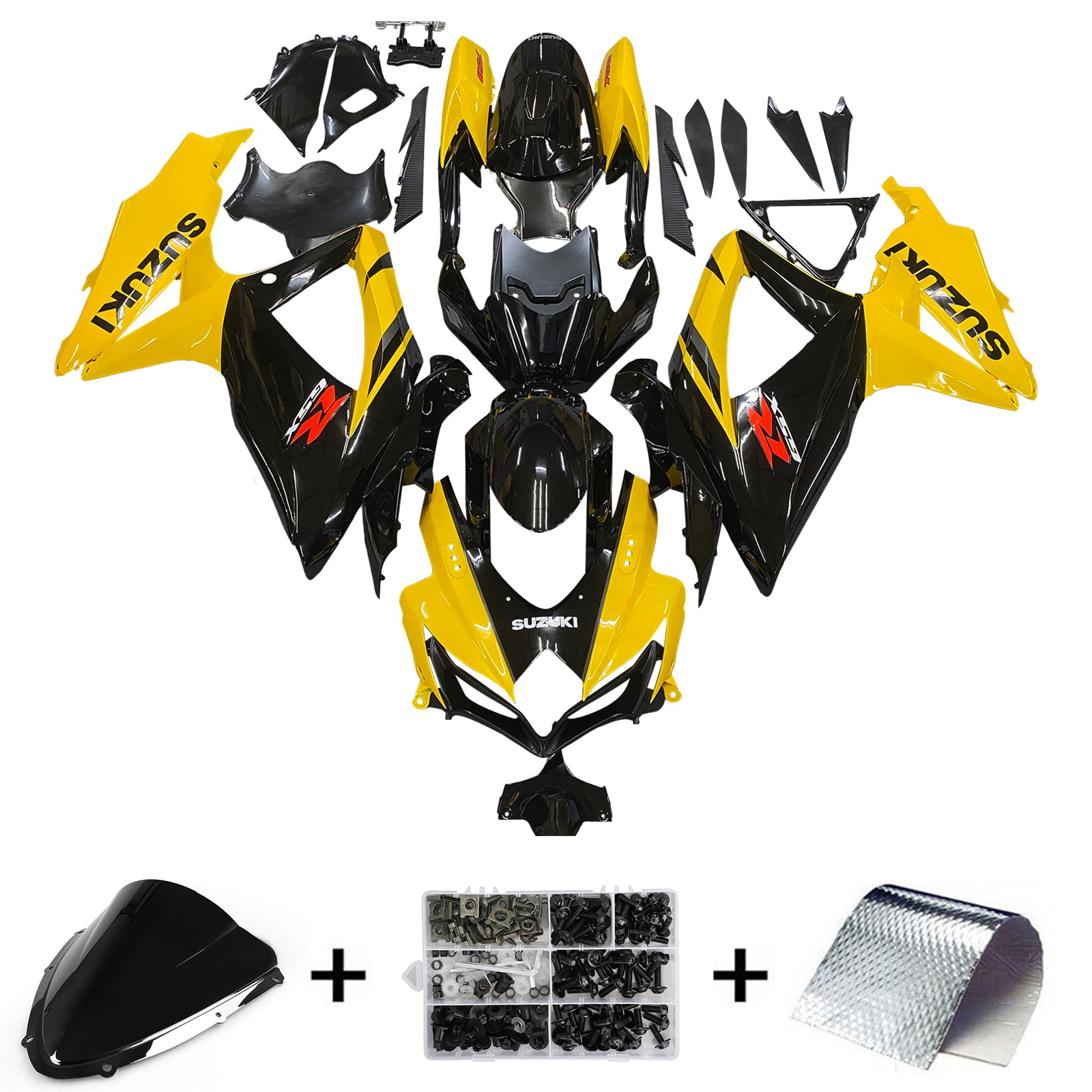 2008-2010 Suzuki GSXR 600 750 Black & Yellow GSXR Racing Fairings Generic