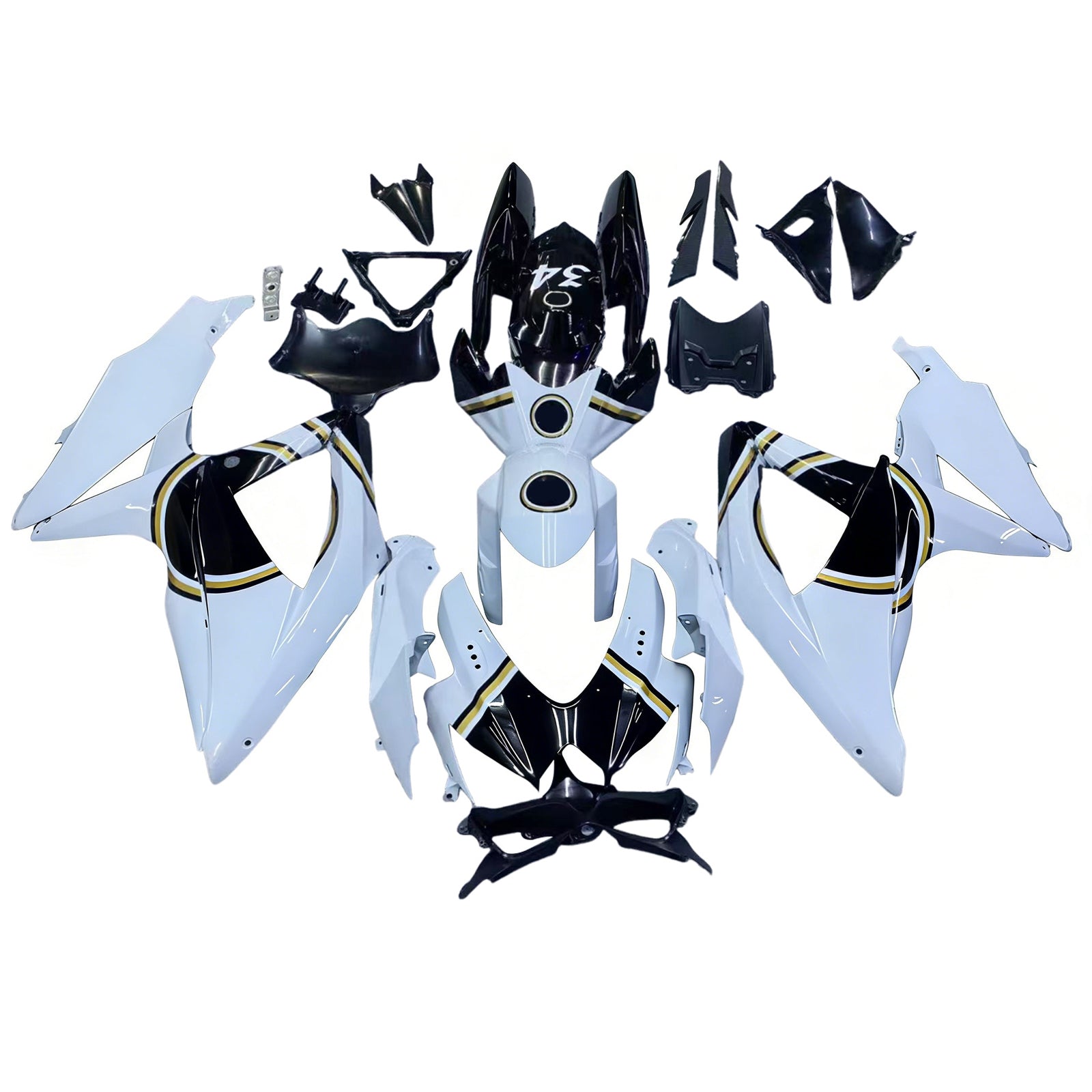 2008-2010 Suzuki GSXR 600 750 Blanc Noir Lucky Strike Racing Carénages Générique