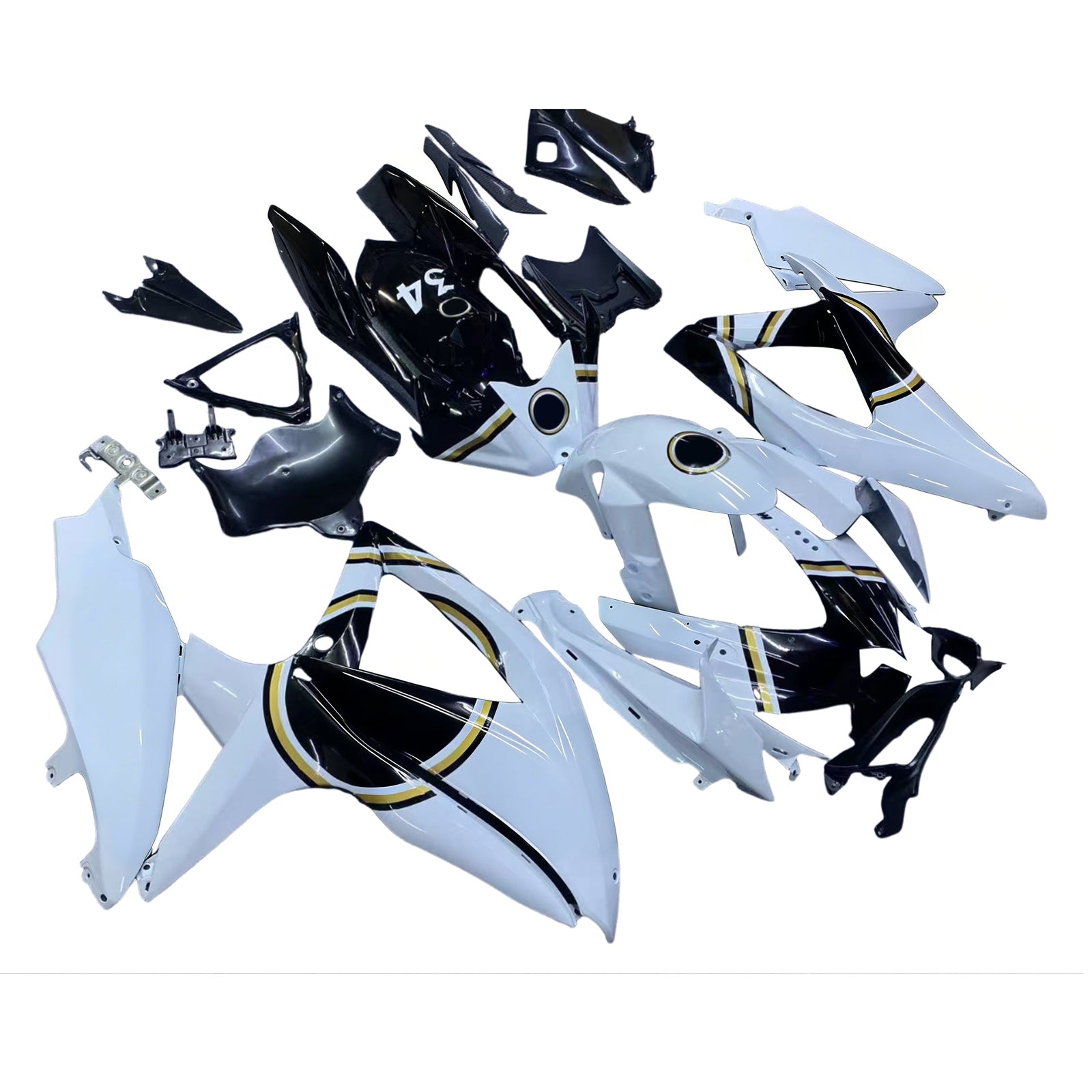 2008-2010 Suzuki GSXR 600 750 Vit Svart Lucky Strike Racing Fairings Generic