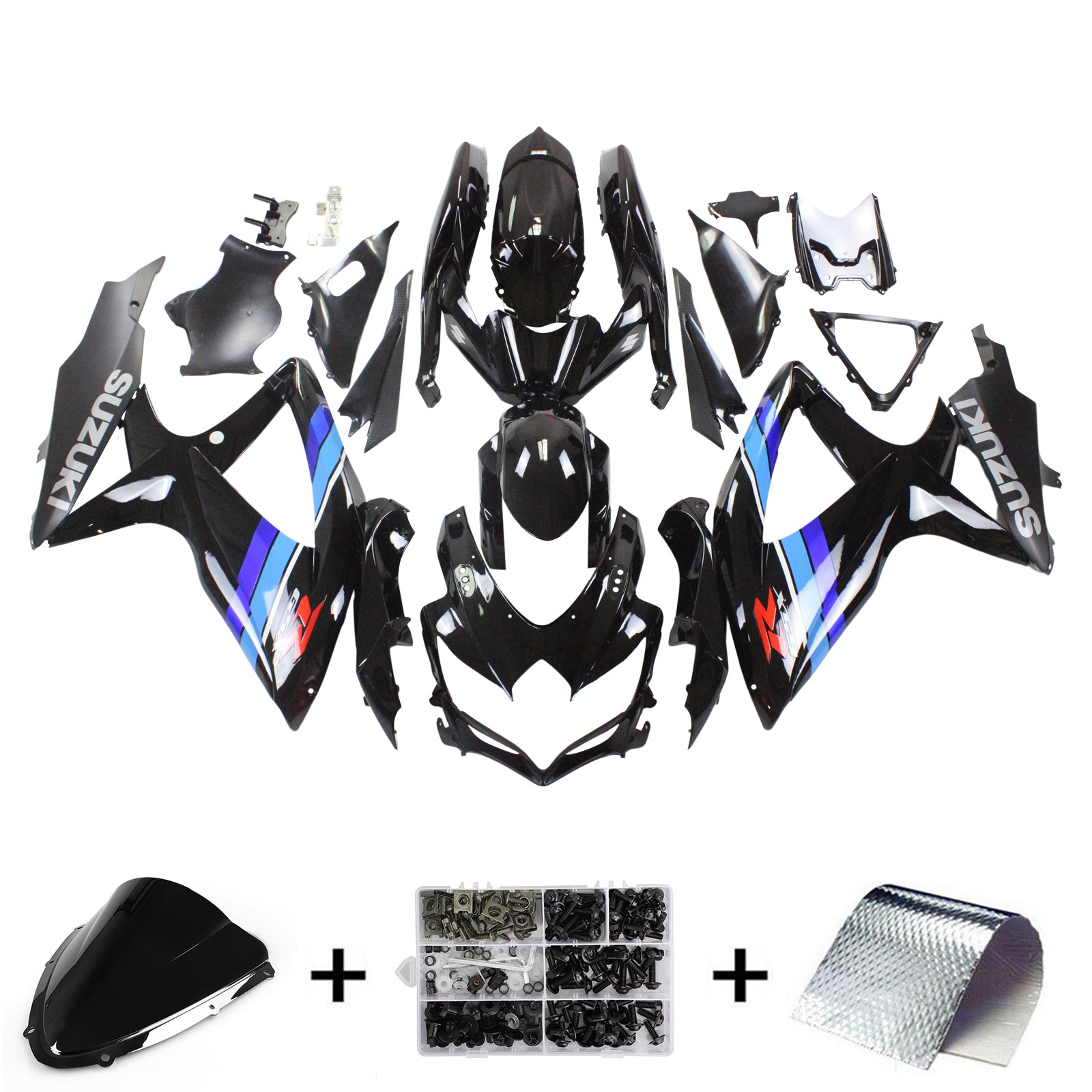 2008-2010 Suzuki GSXR 600/750 K8 Amotopart Kit de carénage d'injection carrosserie plastique ABS #108