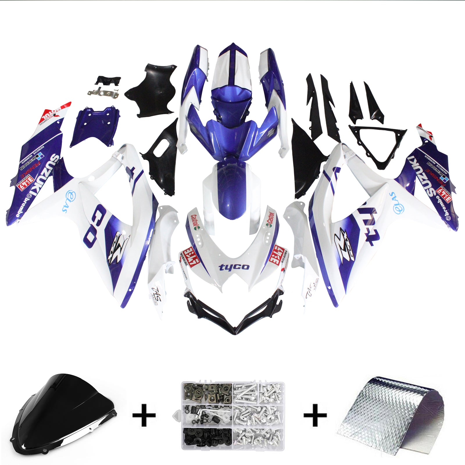 2008-2010 Suzuki GSXR 600/750 K8 Amotopart Kit de carénage d'injection carrosserie plastique ABS #149