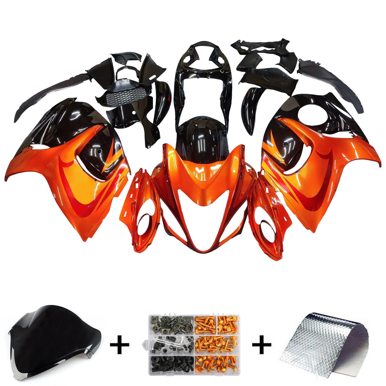 2008-2020 Suzuki GSX 1300 Hayabusa Orange Métallisé & Noir Hayabusa Racing Amotopart Carénages