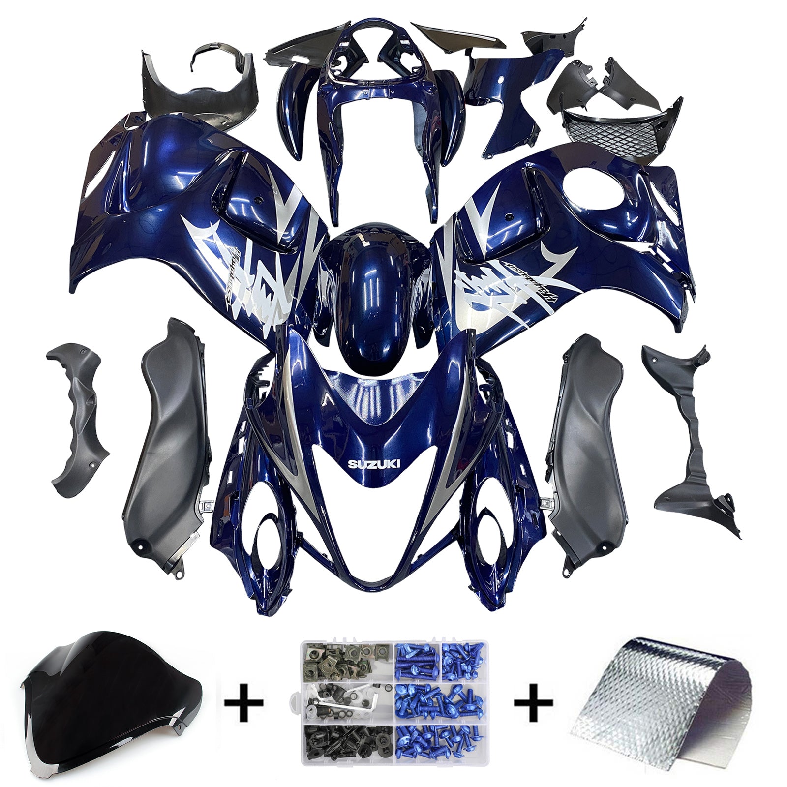 2008-2020 Suzuki GSX 1300 Hayabusa Bleu Foncé Métallisé Hayabusa Racing Carénages Générique