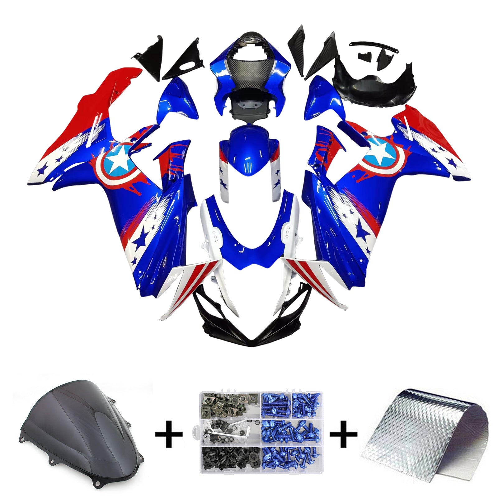 2011-2024 Suzuki GSXR 600/750 K11 Kit de carénage d'injection Amotopart carrosserie plastique ABS #101