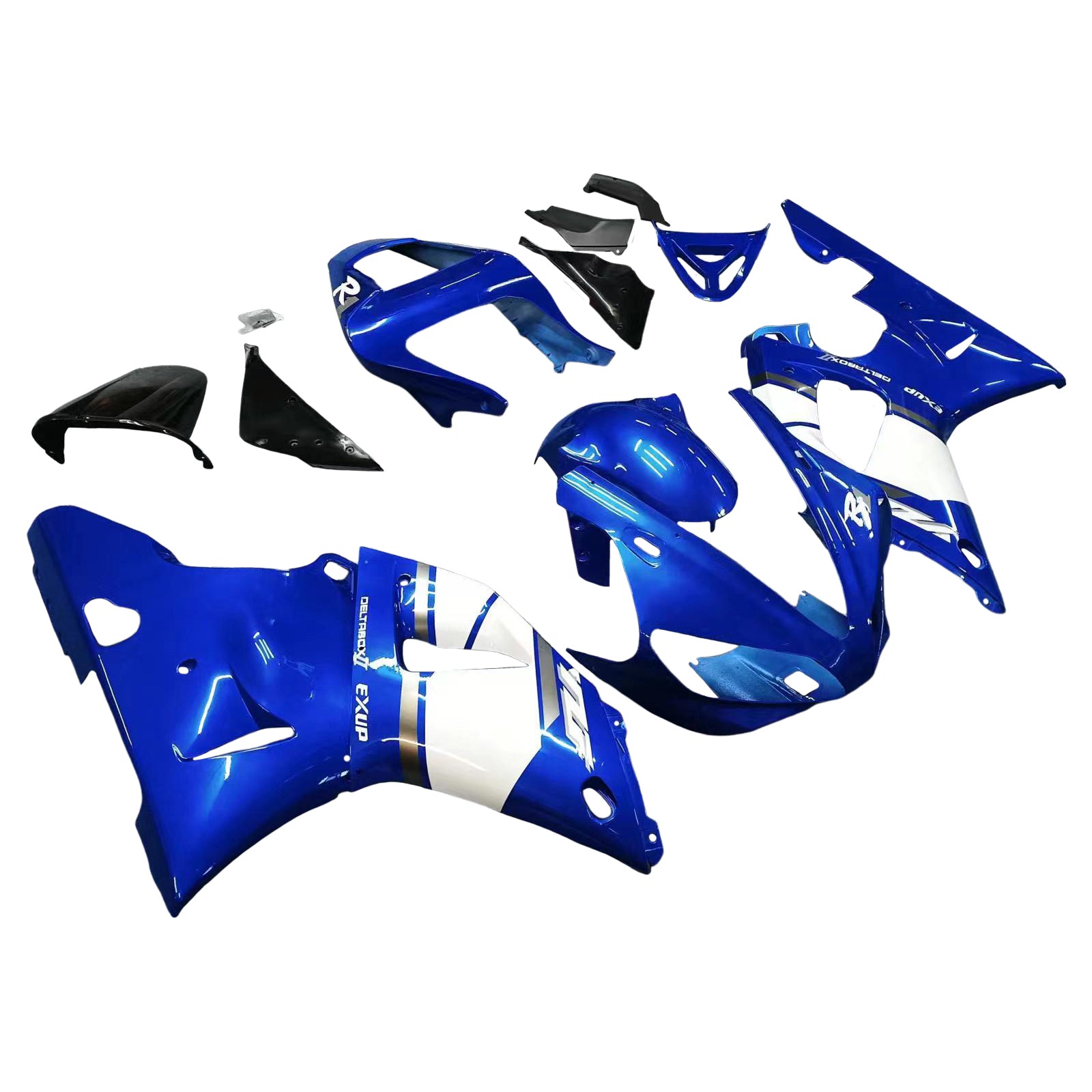 ABS-injeksjonsplastikksett Fairing Fit Yamaha YZF R1 2000-2001 Blå Generisk