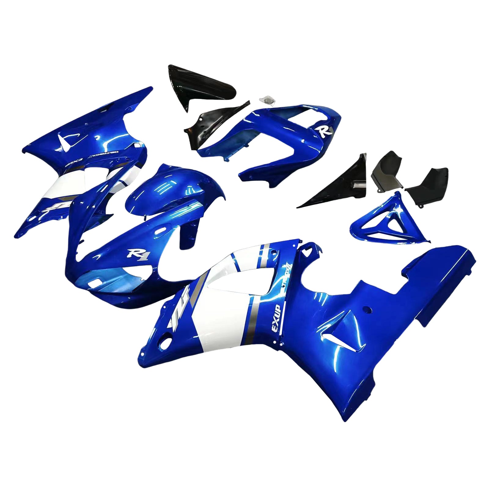 ABS-injeksjonsplastikksett Fairing Fit Yamaha YZF R1 2000-2001 Blå Generisk