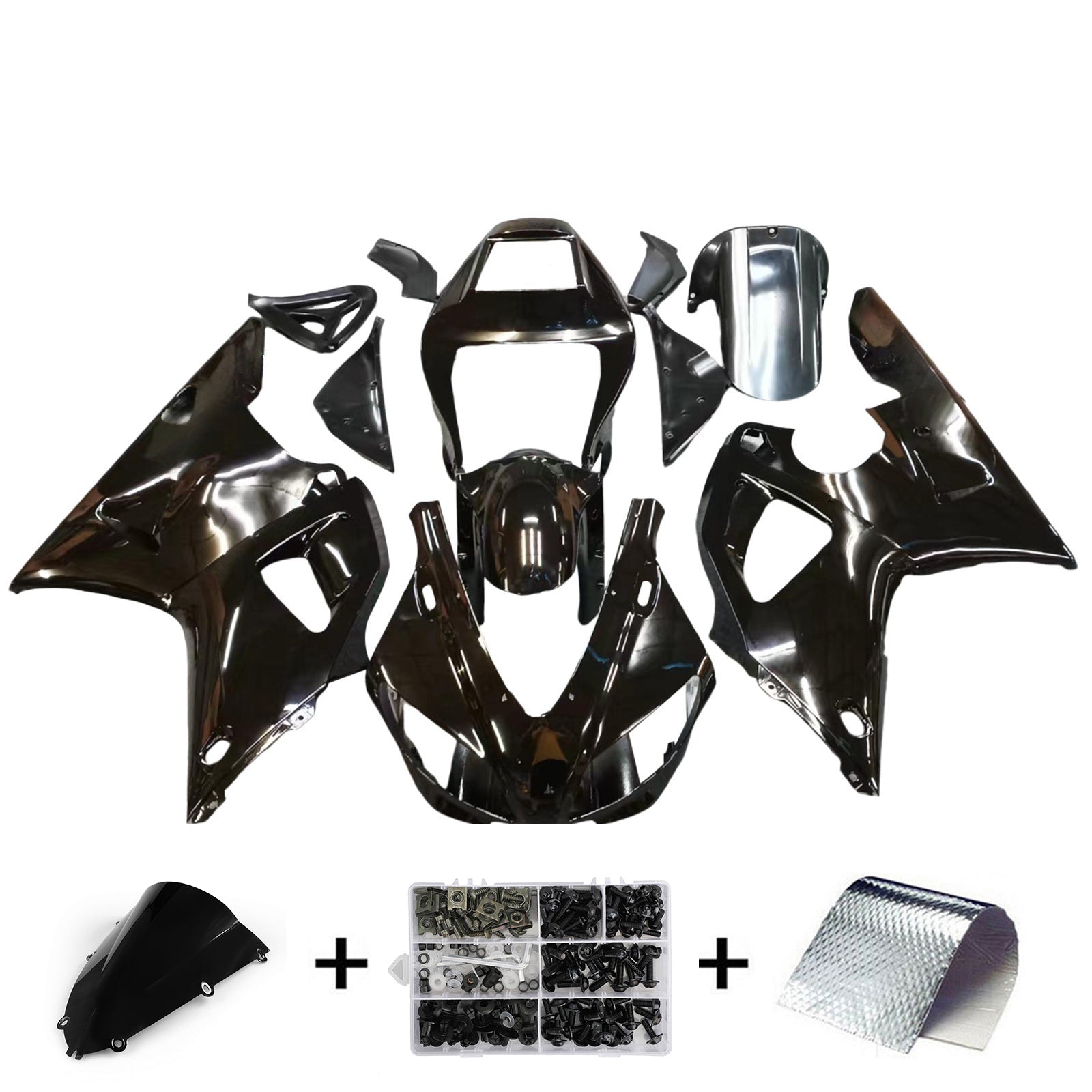 1998-1999 Yamaha YZF-R1 Carénages de course noirs génériques
