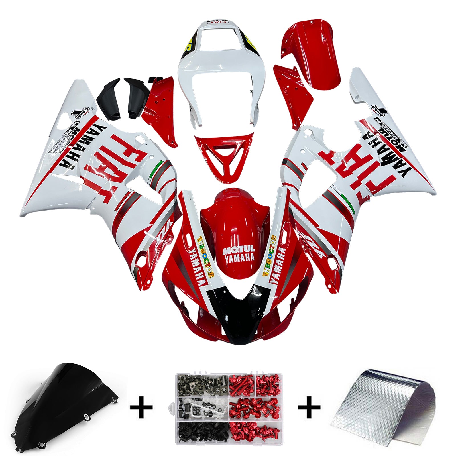 1998-1999 Yamaha YZF-R1 Rouge Blanc No.46 FIAT Racing Carénages Générique