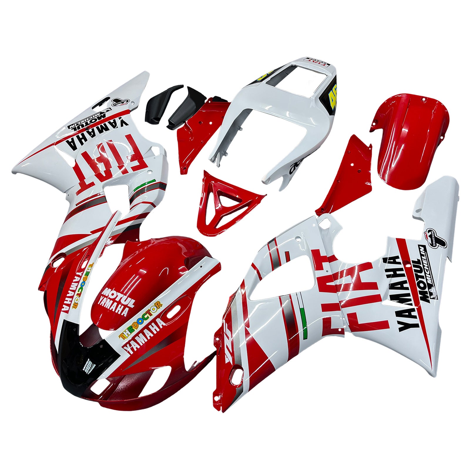 1998-1999 Yamaha YZF-R1 Rouge Blanc No.46 FIAT Racing Carénages Générique