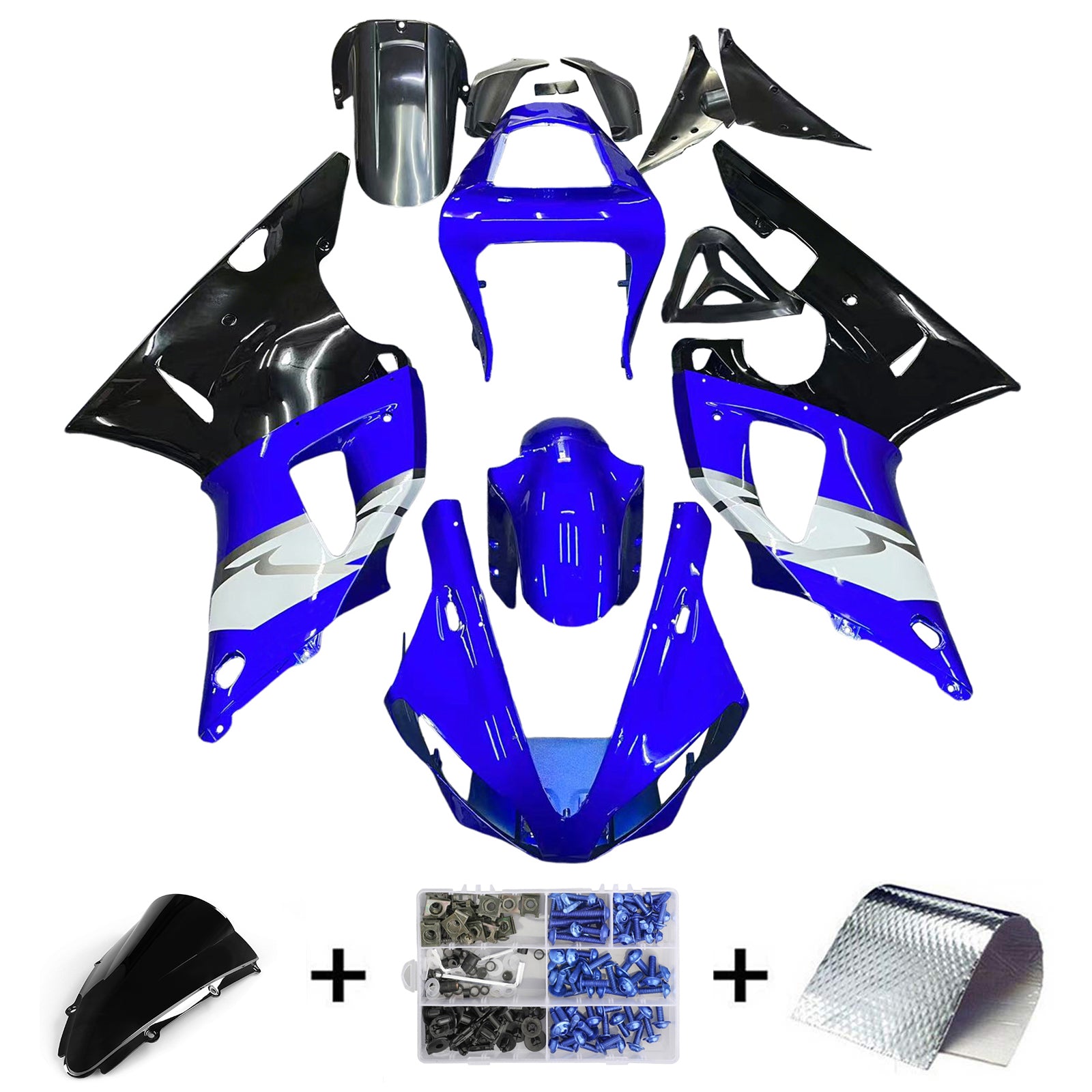 2000-2001 Yamaha YZF-R1 Bleu Noir R1 Racing Carénages Amotopart Carénage des douanes