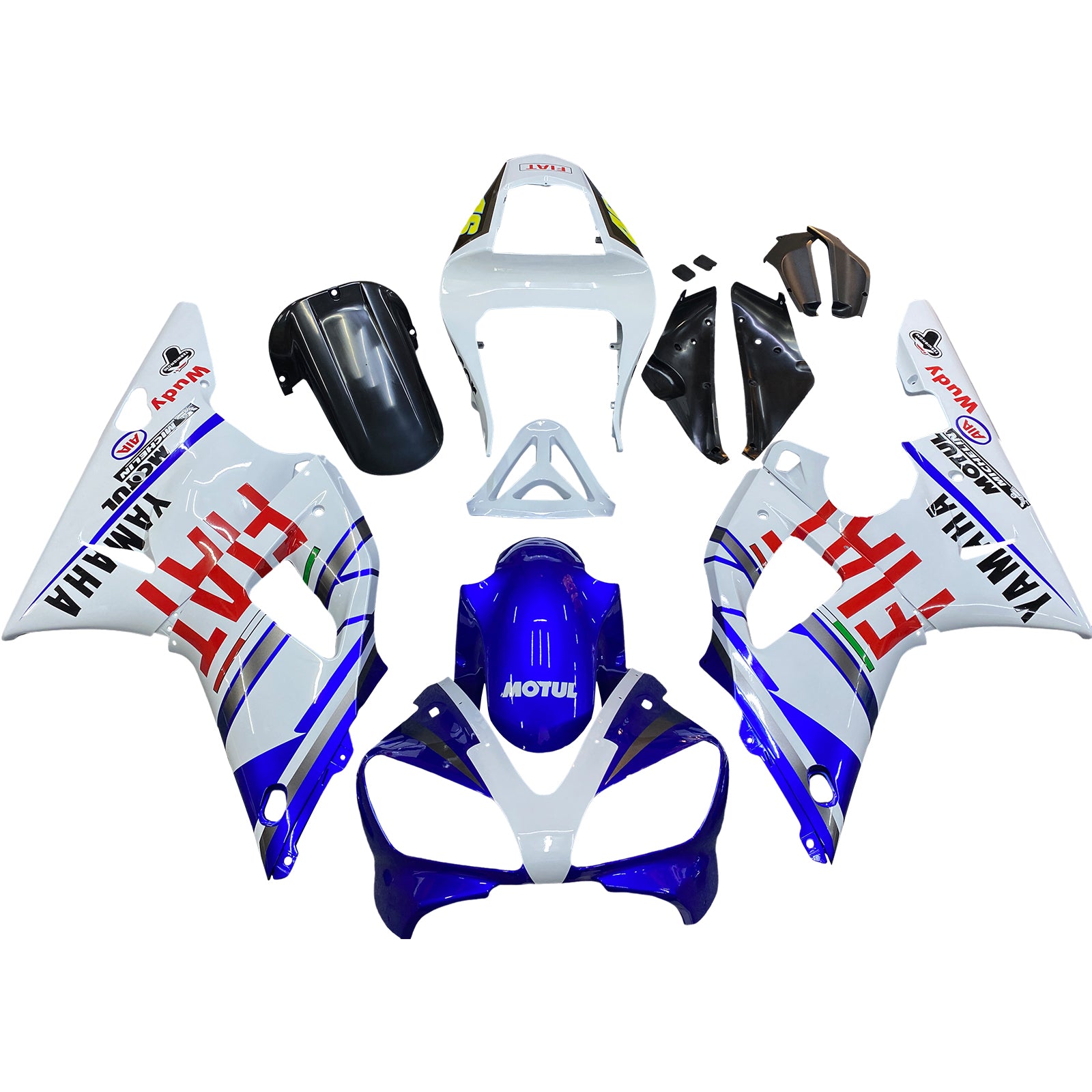 2000-2001 Yamaha YZF-R1 Blauw Wit Nr.46 FIAT Racing Stroomlijnkappen Algemeen