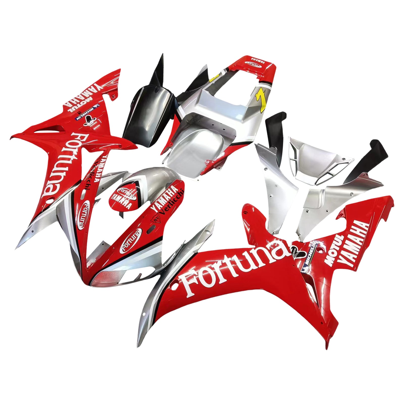 2002-2003 Yamaha YZF-R1 Red Silver Fortuna Racing Fairings Generic