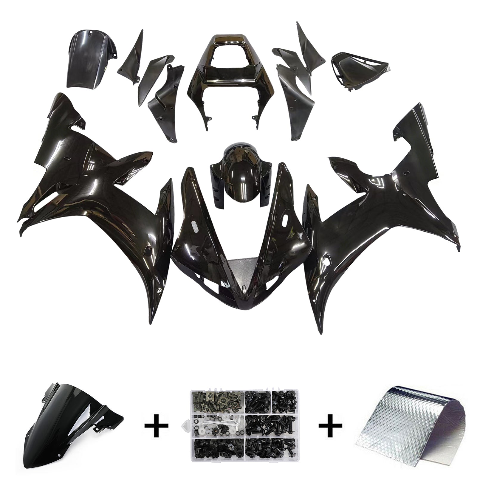 2002-2003 Yamaha YZF-R1 geheel zwarte racestroomlijnkappen algemeen