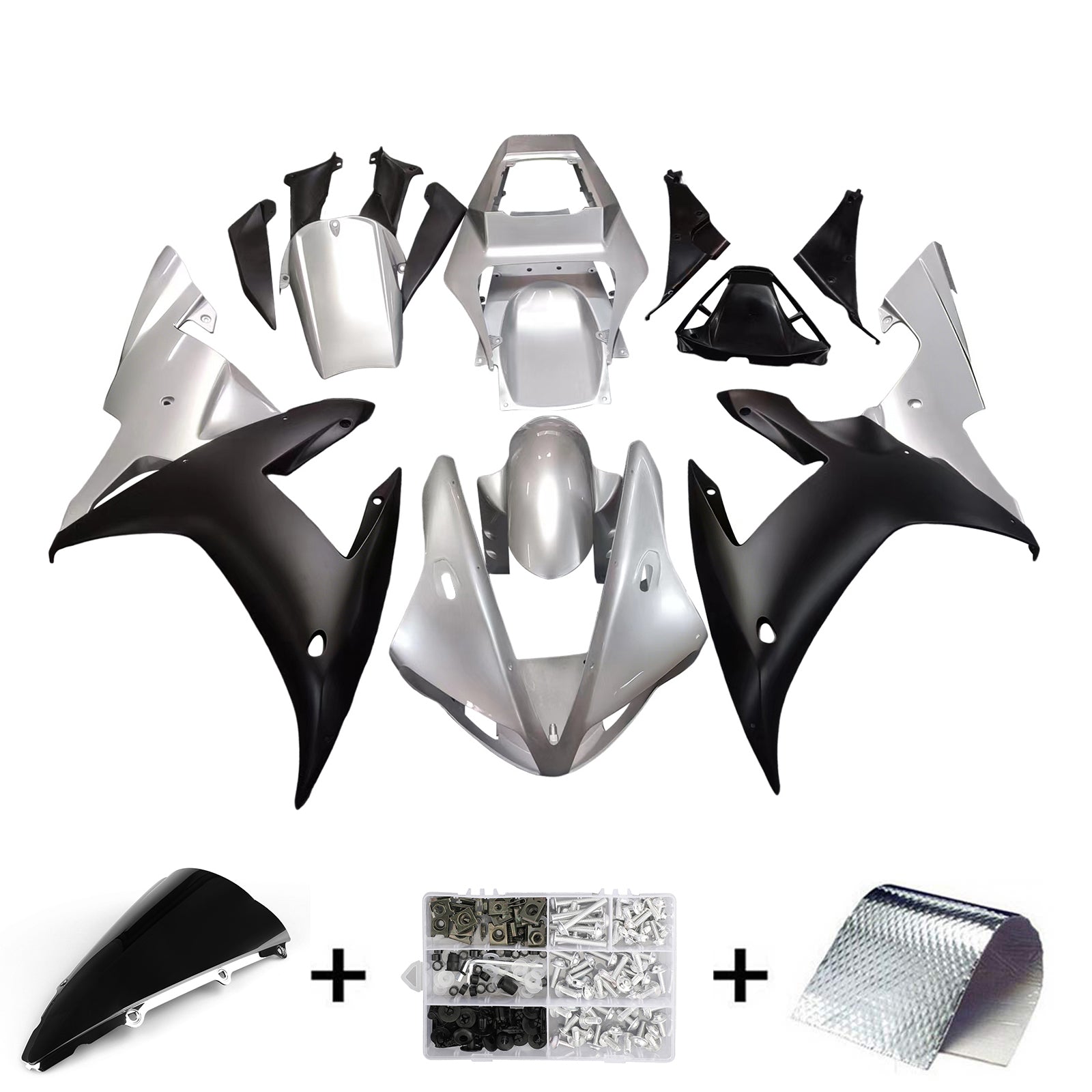 2002-2003 Yamaha YZF-R1 Silver Black Racing Faquing Generic