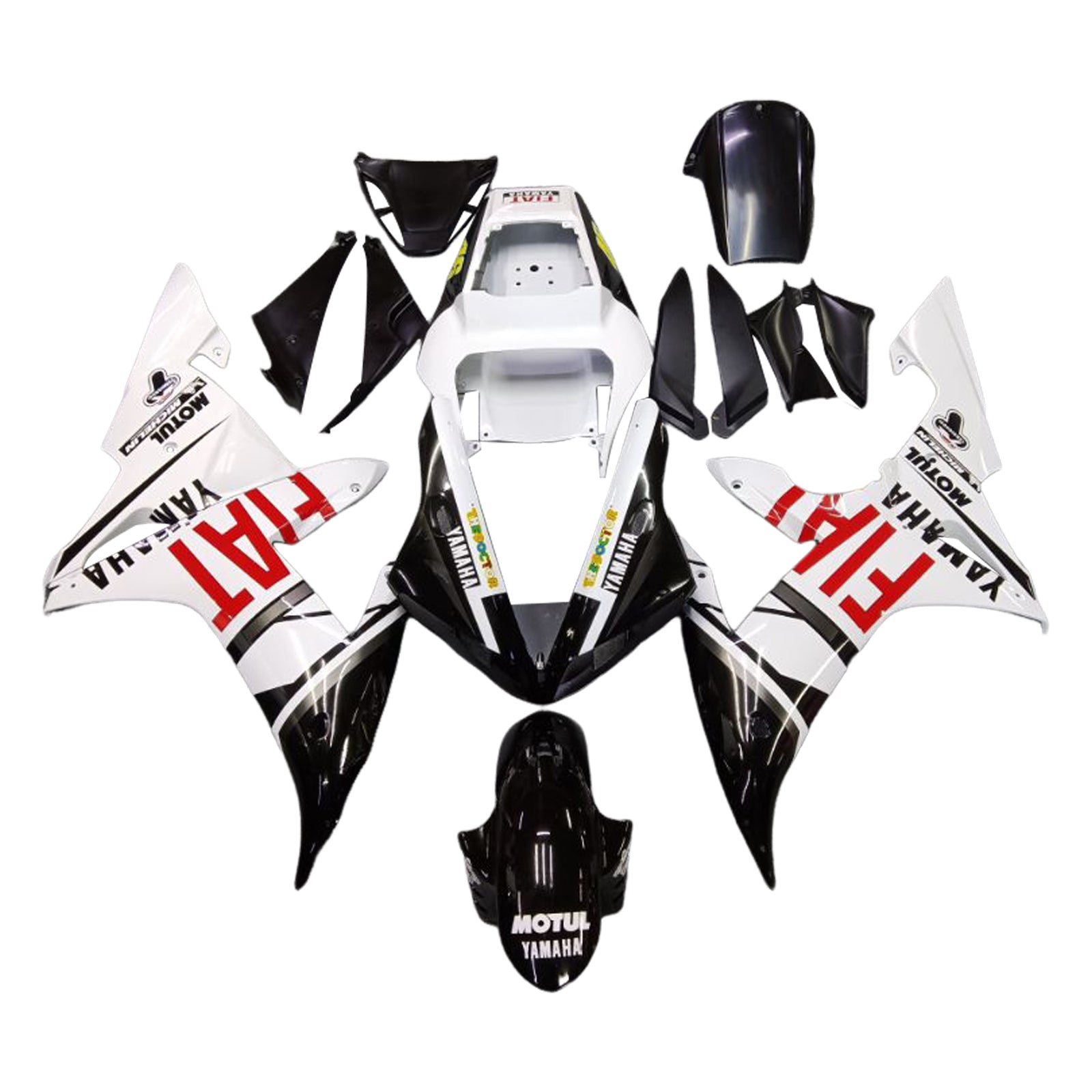 2002-2003 Yamaha YZF-R1 Black White No.46 FIAT Racing Fairings Generic