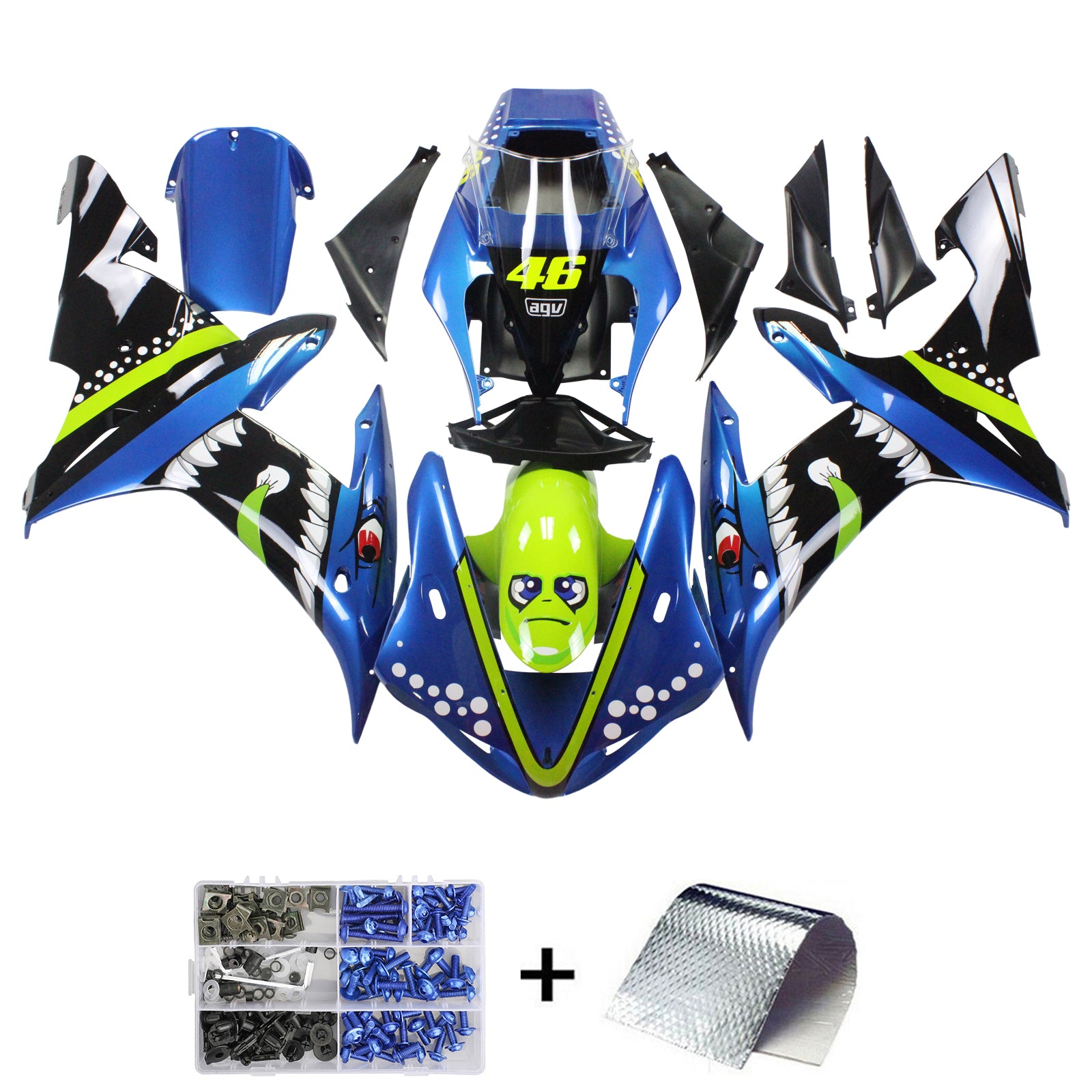 2002-2003 Yamaha YZF 1000 R1 Amotopart Injection Fairing Kit Bodywork Plastic ABS #115