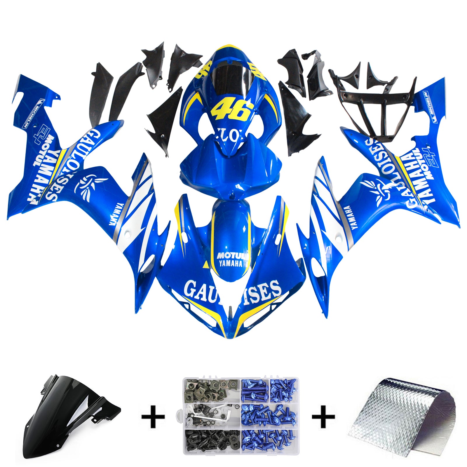 2004-2006 Yamaha YZF 1000 R1 Kit de carénage d'injection carrosserie plastique ABS #133