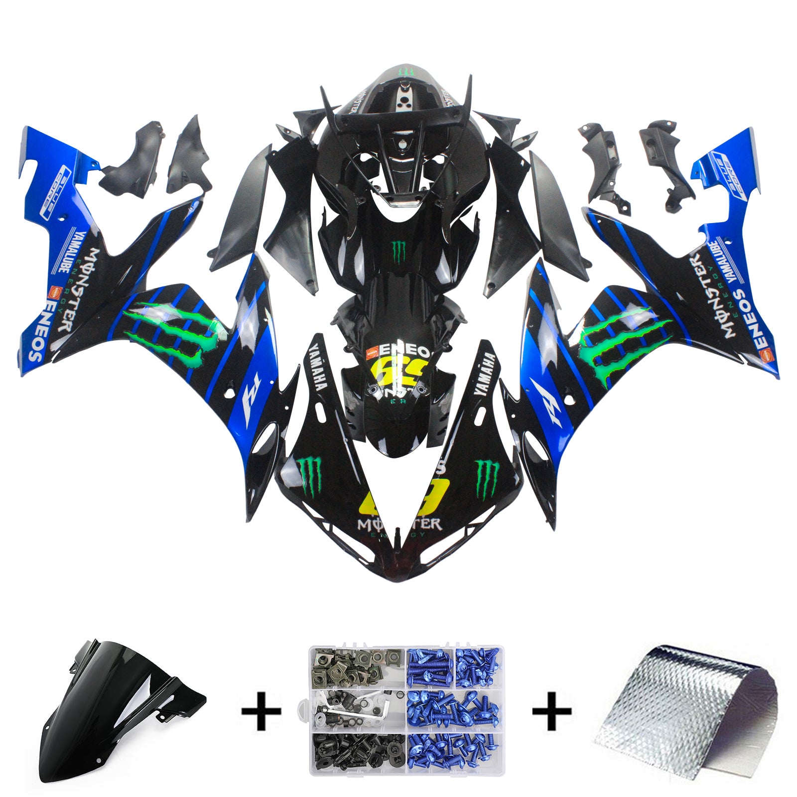 2004-2006 Yamaha YZF 1000 R1 Amotopart Injection Fairing Kit Bodywork Plastic ABS #145