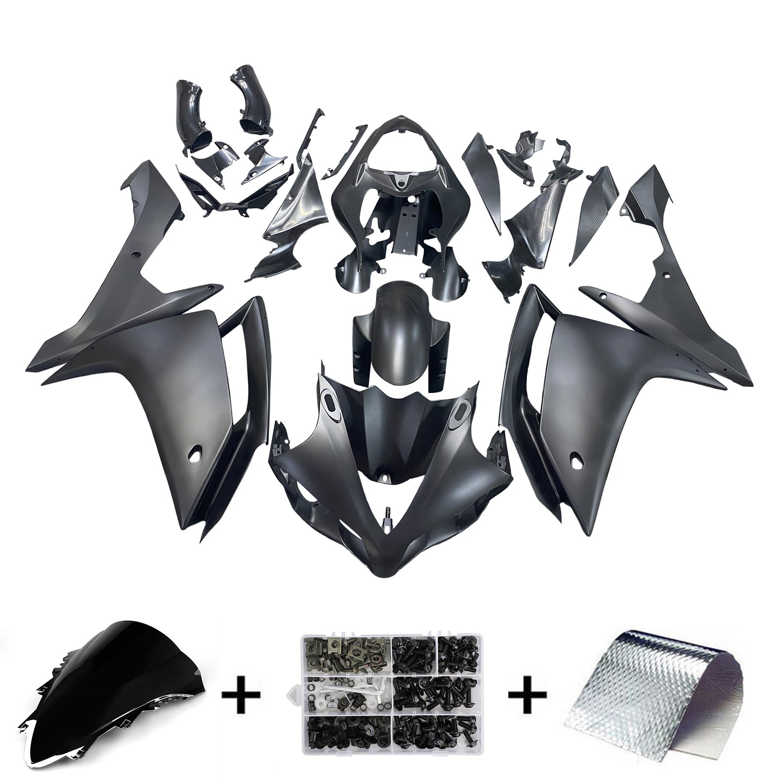 Yamaha YZF-R1 2007-2008 Noir Mat & Carénages Gold Racing génériques