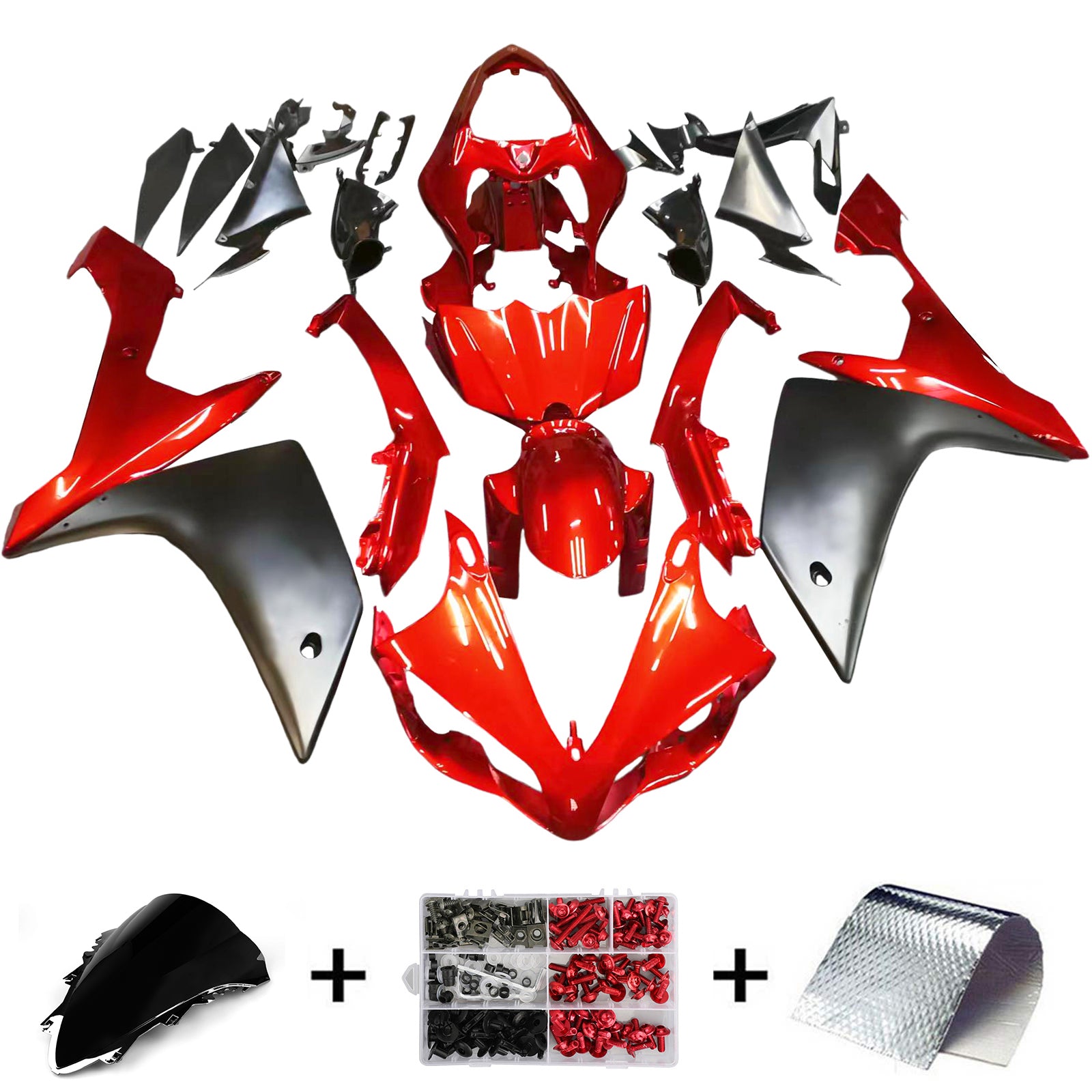 2007-2008 Yamaha YZF-R1 Red Cherry Black R1 Racing Amotopart stroomlijnkappen Douane kuip