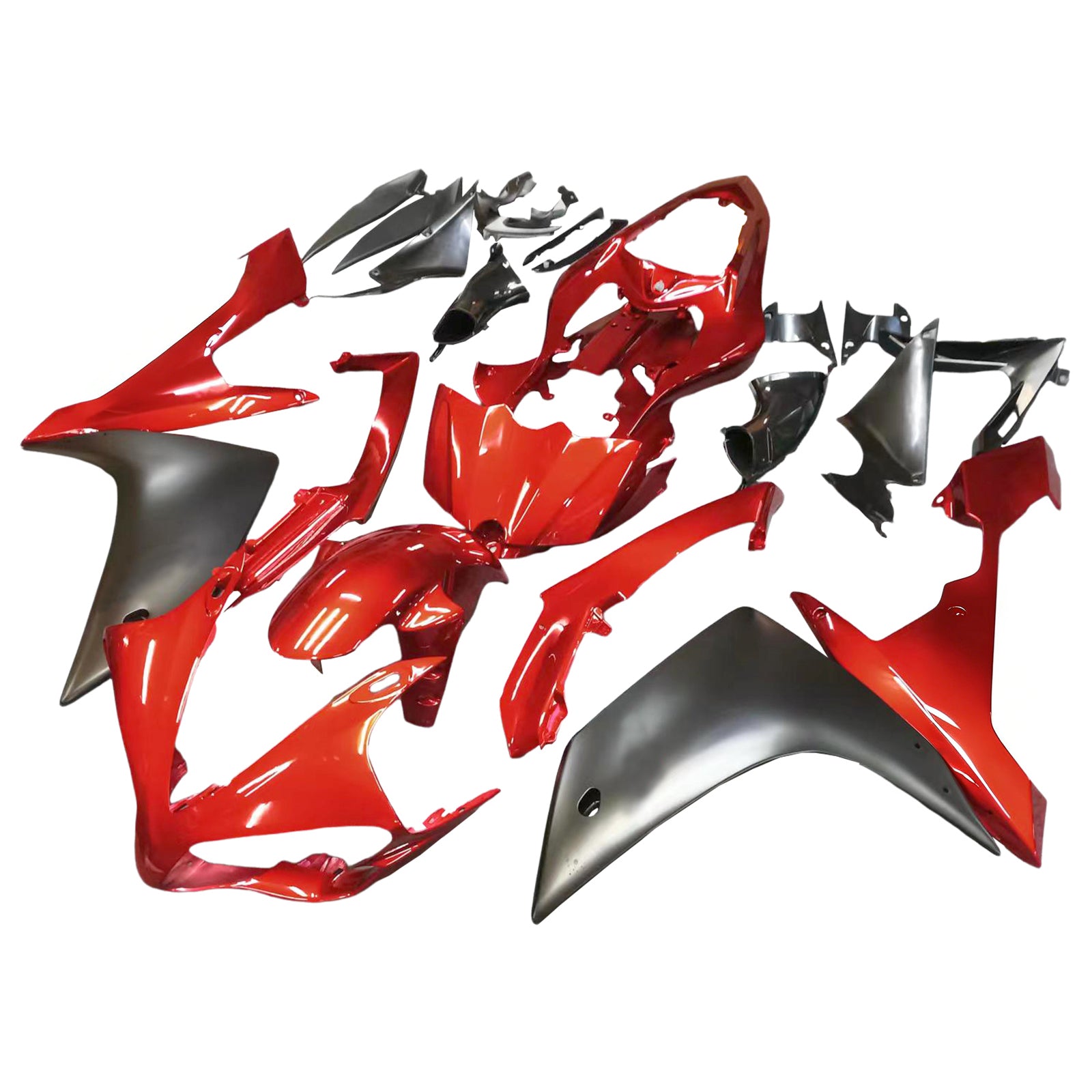 2007-2008 Yamaha YZF-R1 Rouge Cerise Noir R1 Racing Carénages Amotopart Carénages des douanes