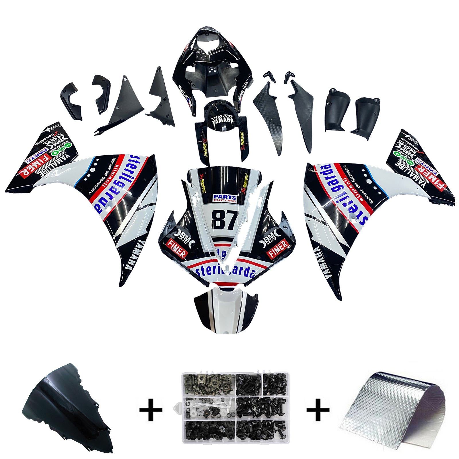 2012-2014 Yamaha YZF 1000 R1 Amotopart Kit de carénage d'injection carrosserie plastique ABS #133