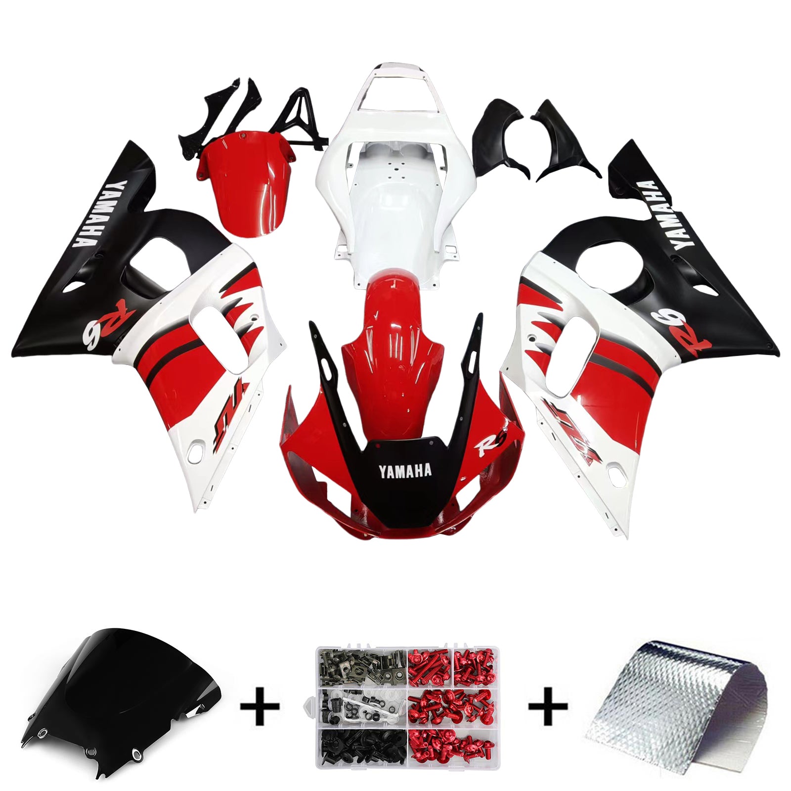 1998-2002 Yamaha YZF 600 R6 Kit de carénage d'injection carrosserie plastique ABS #112