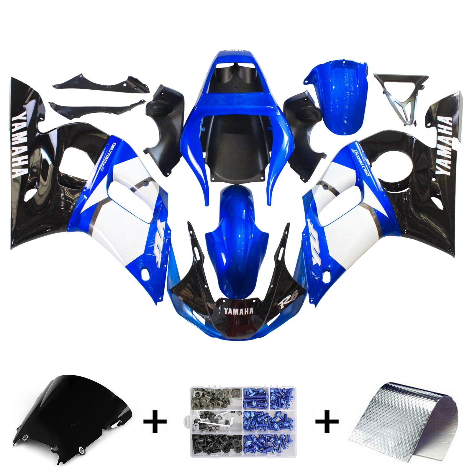 1998-2002 Yamaha YZF 600 R6 Kit de carénage d'injection carrosserie plastique ABS #126