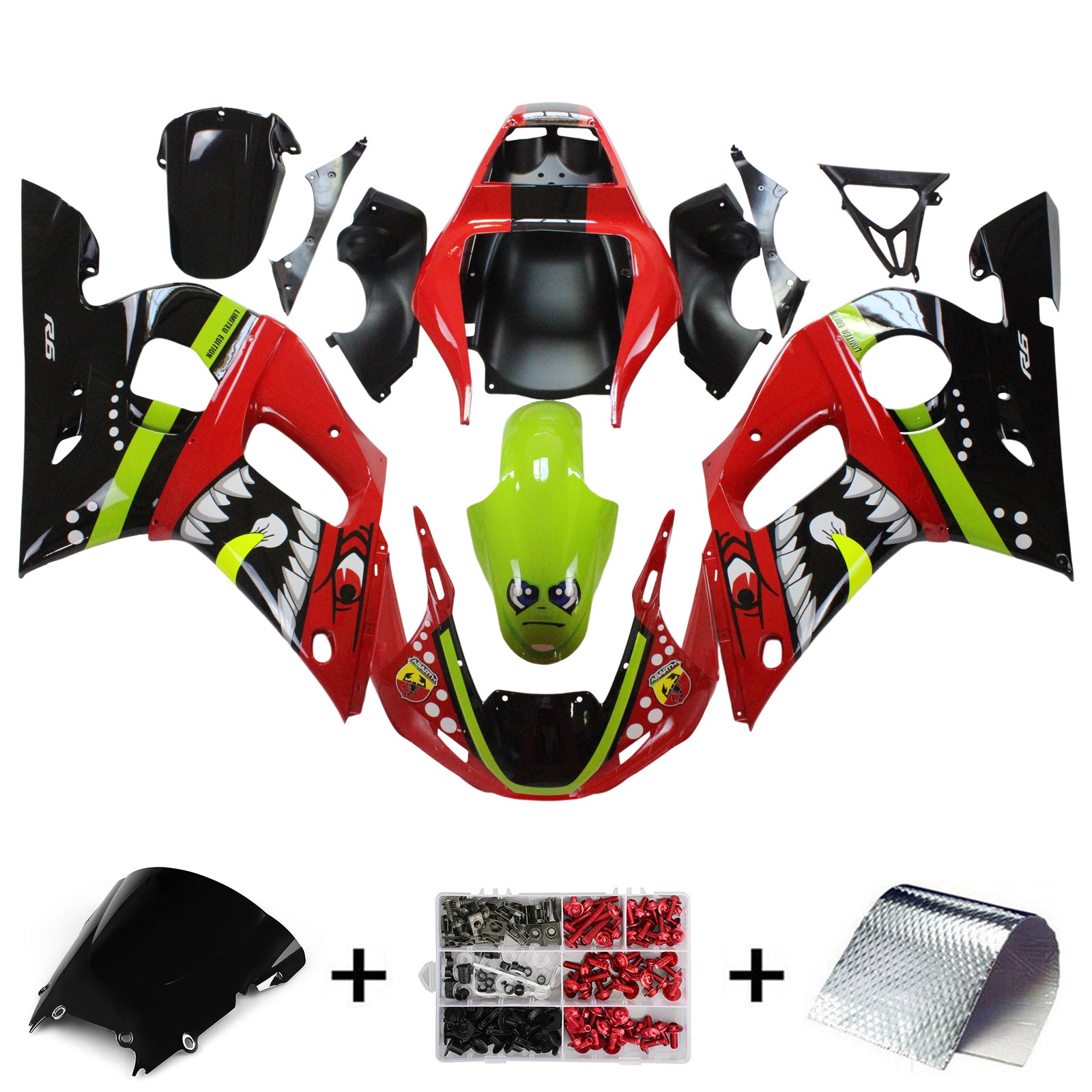 1998-2002 Yamaha YZF 600 R6 Kit de carénage d'injection carrosserie plastique ABS #131