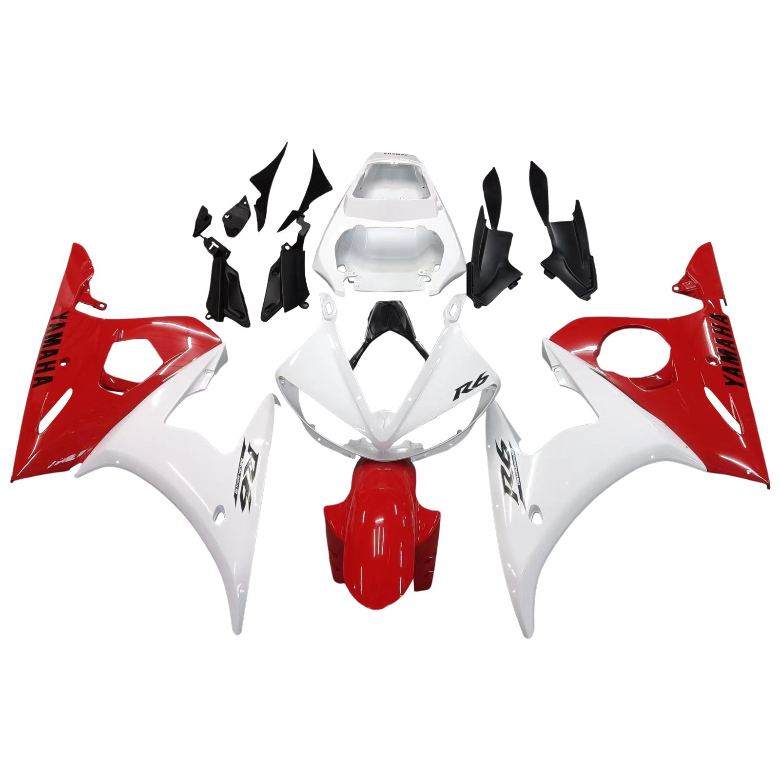 Yamaha R6 2003-2004 & Kit de carénage YZF R6S 2006-2009, mélange rouge et blanc
