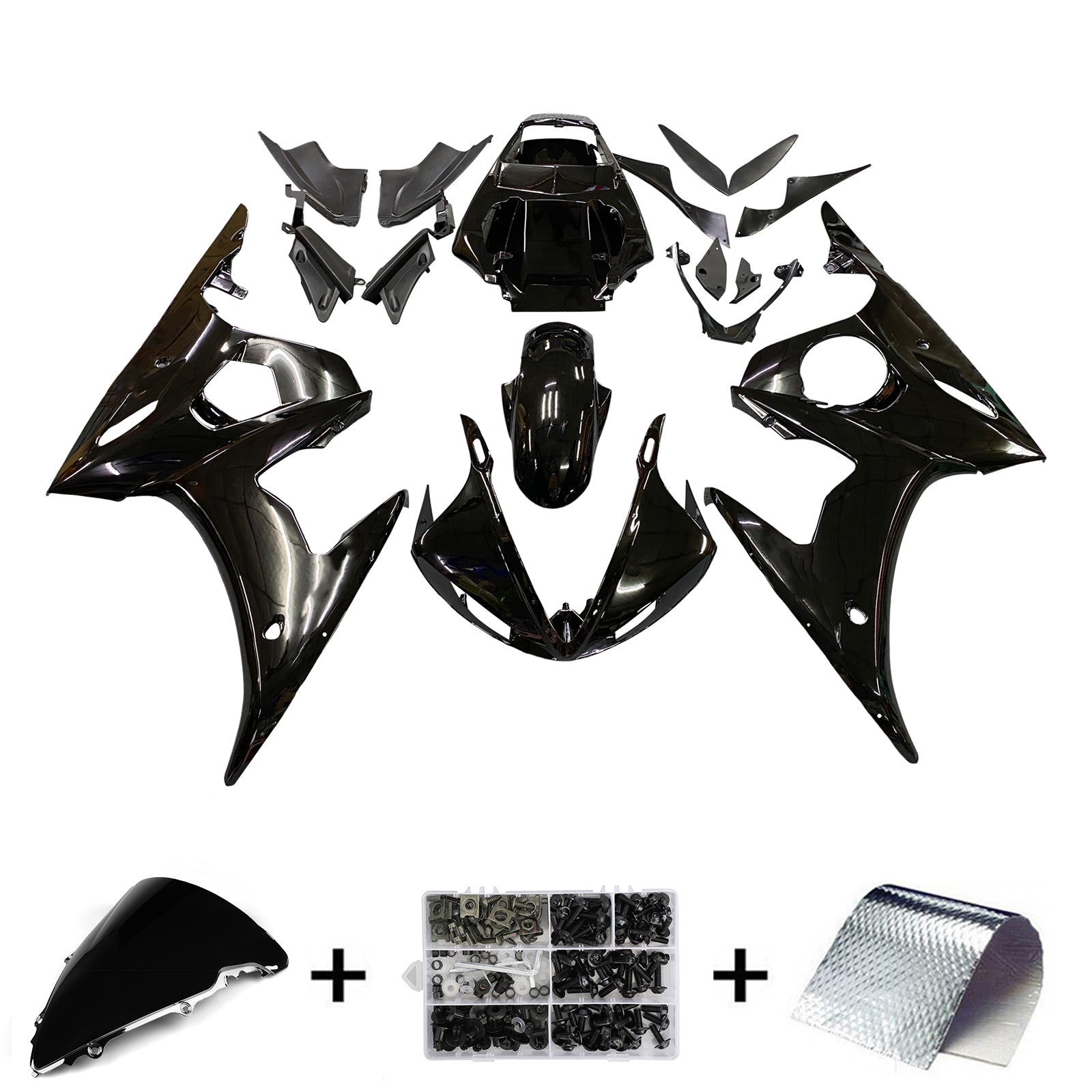 2003-2004 Yamaha YZF-R6 Black Racing Fairings Generic