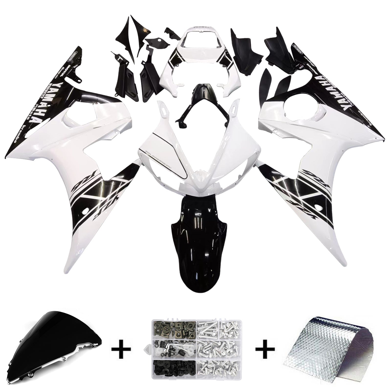 2003-2004 Yamaha R6 & 2006-2009 YZF R6S Fairing White&Black Color Kit