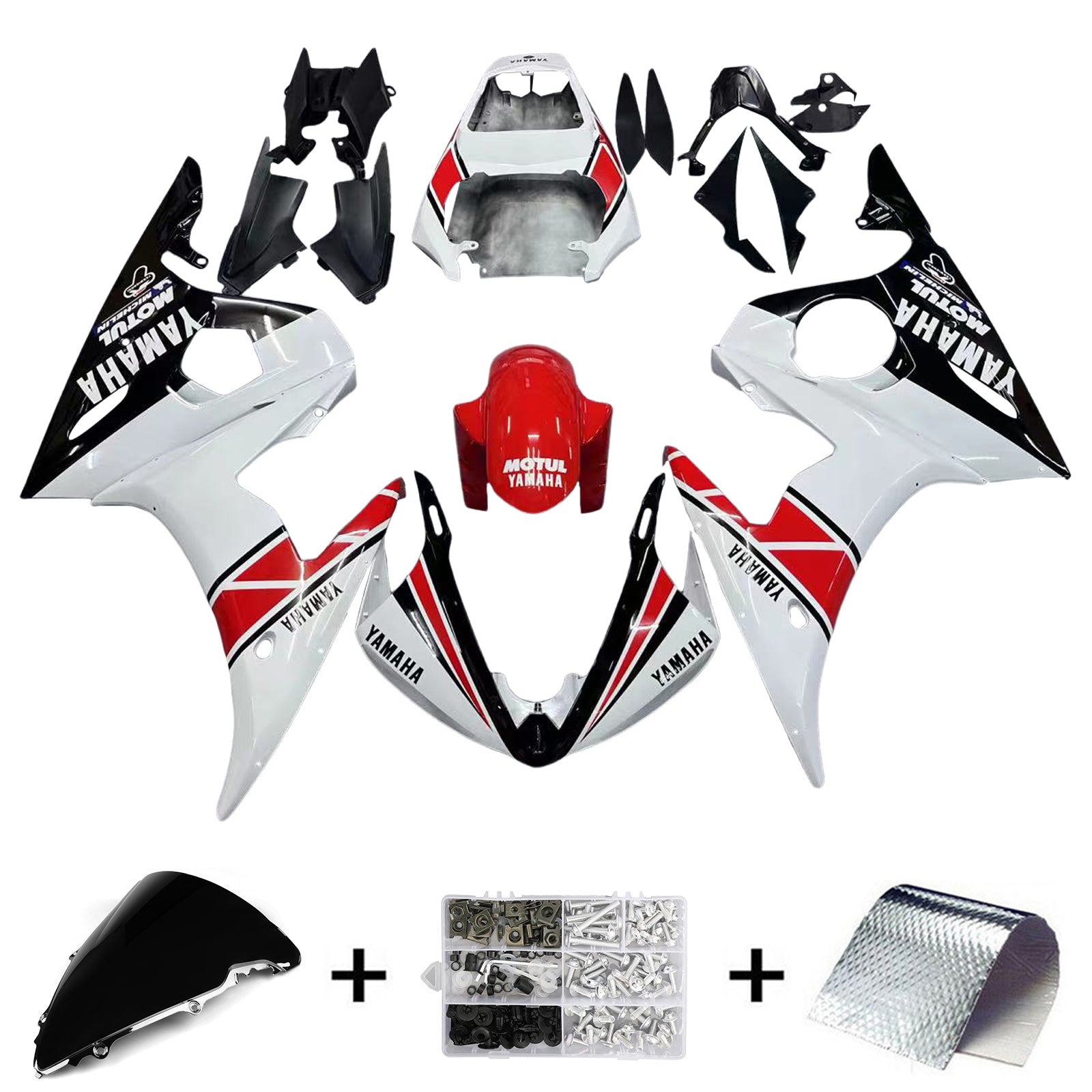 2003-2004 Yamaha YZF 600 R6 2006-2009 R6S Amotopart Injection Fairing Kit Bodywork Plastic ABS #104