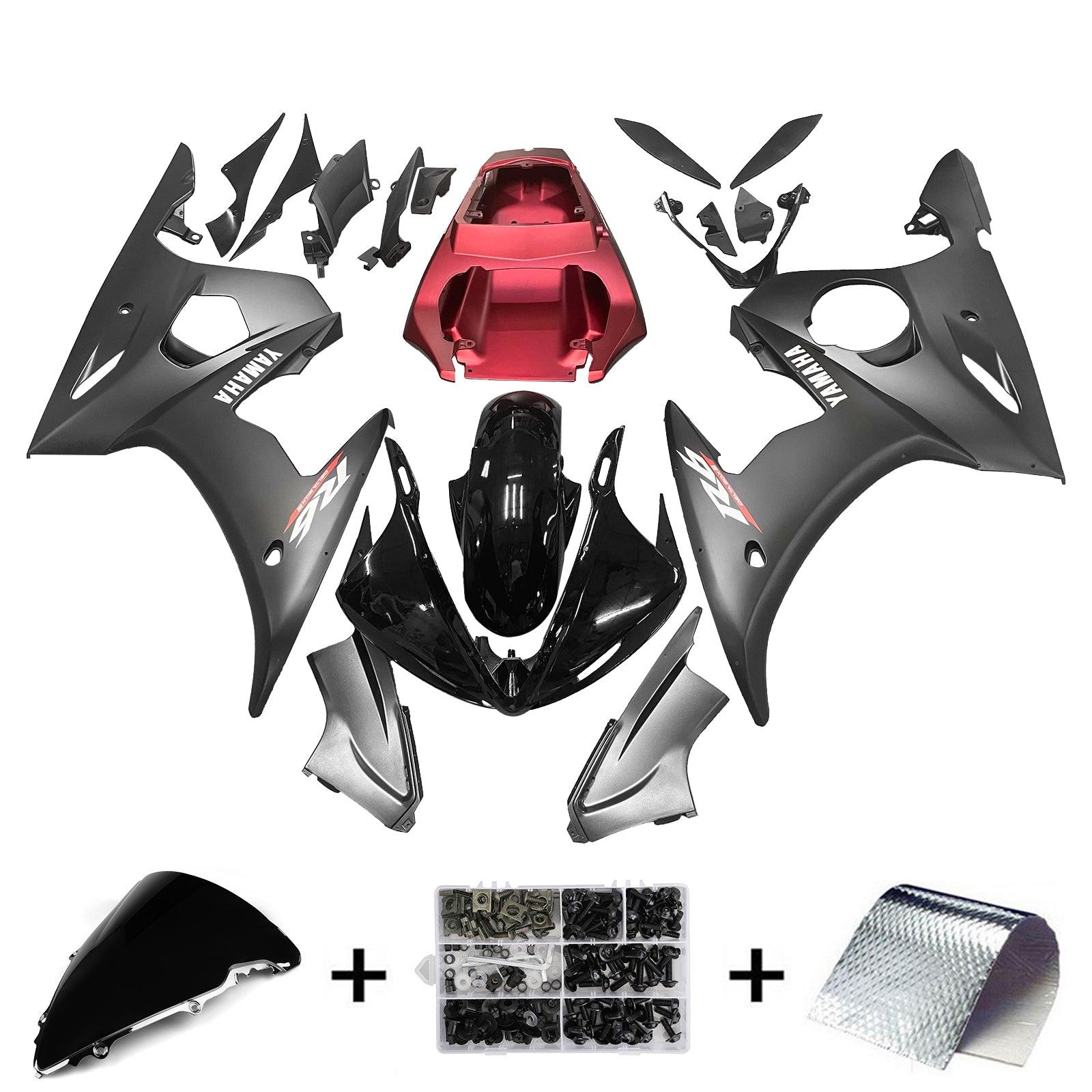 2003-2004 Yamaha YZF 600 R6 2006-2009 R6S Amotopart Injection Fairing Kit Bodywork Plastic ABS #129