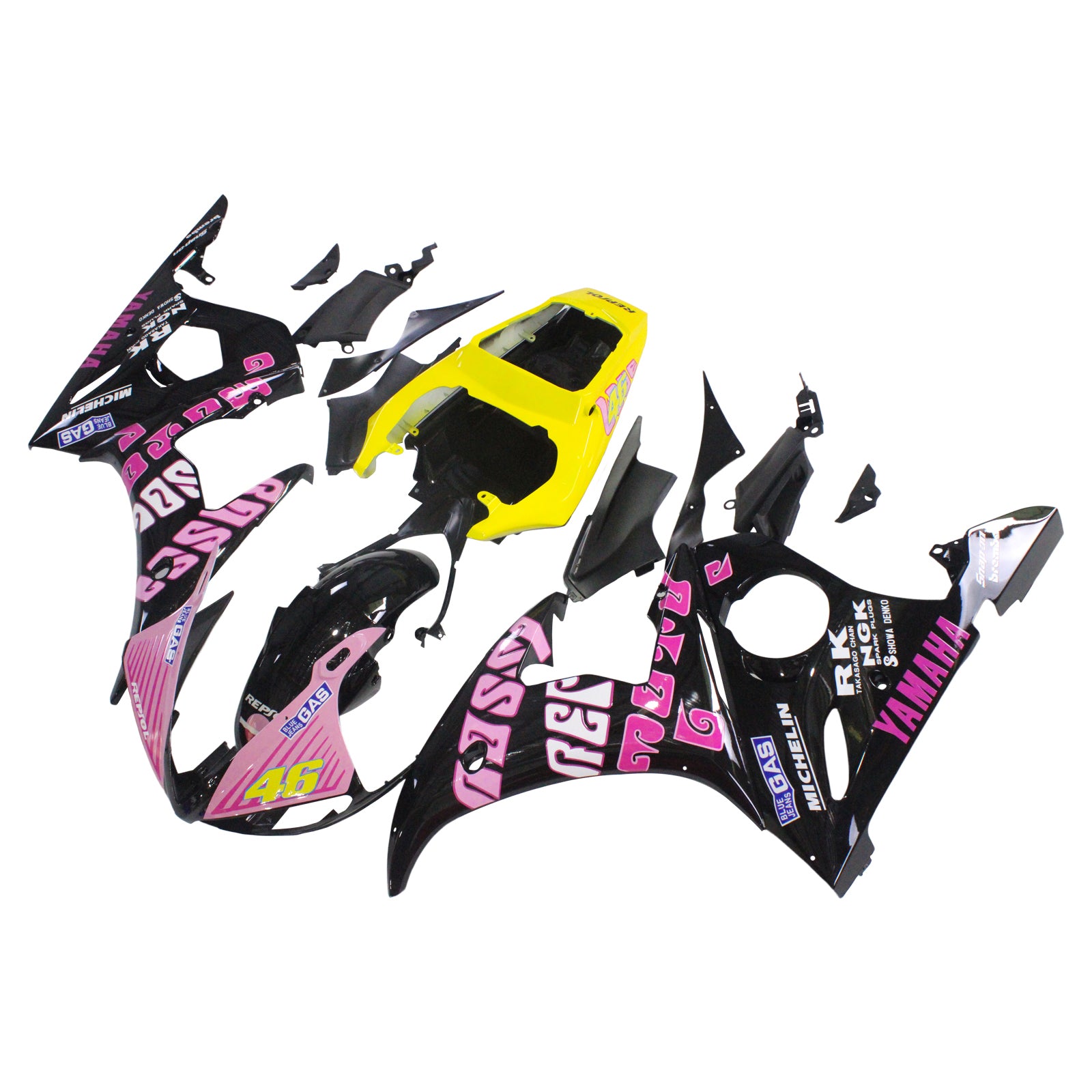 2003-2004 Yamaha YZF 600 R6 2006-2009 R6S Amotopart Injection Fairing Kit Bodywork Plastic ABS #141