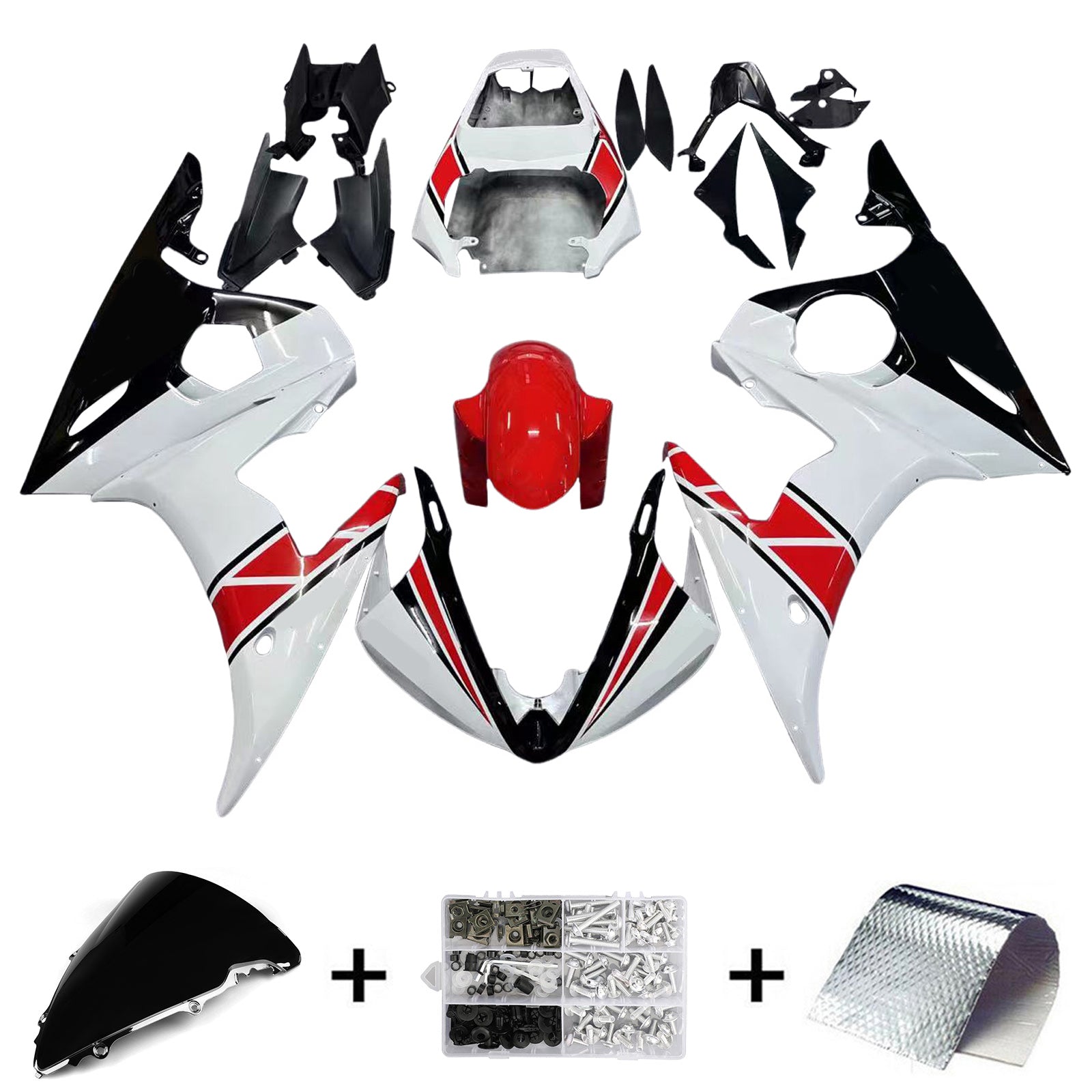 2005 Yamaha YZF 600 R6 injectiekuipset carrosserie kunststof ABS #104