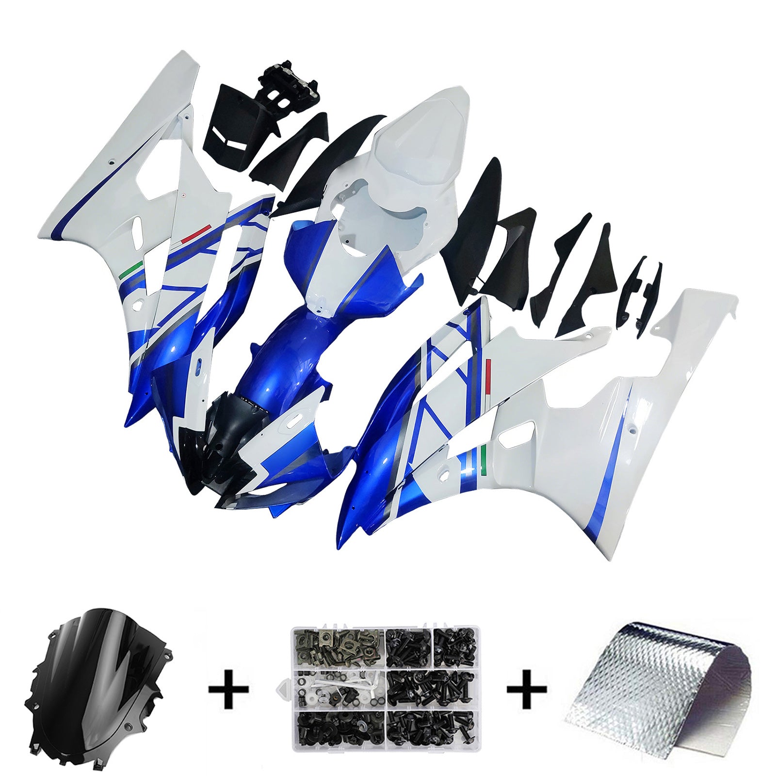 2006-2007 Yamaha YZF-R6 stroomlijnkappen wit blauw nr. 46 FIAT R6 Racing algemeen