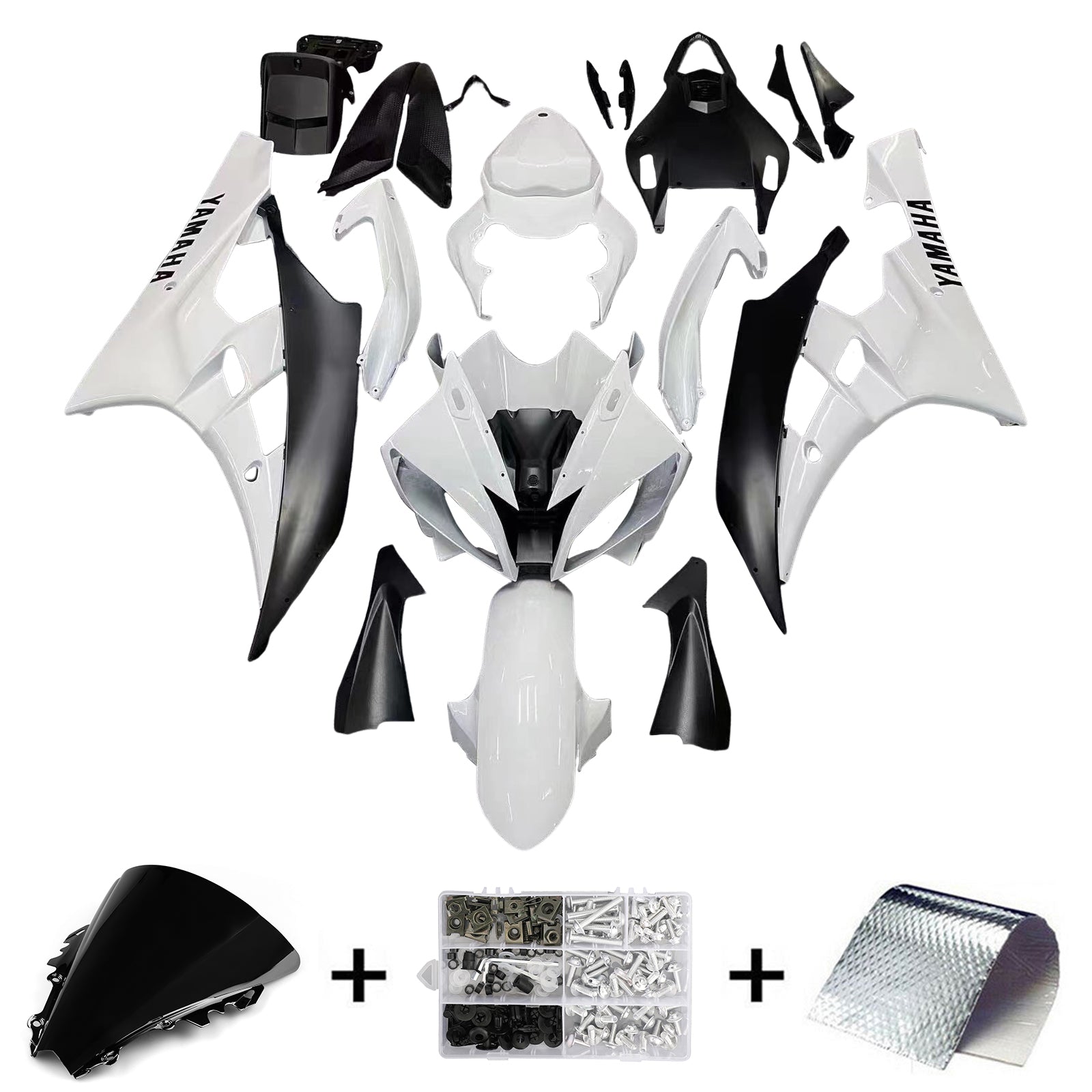 2006-2007 Yamaha YZF-R6 Carénages Blanc Noir R6 Racing Générique