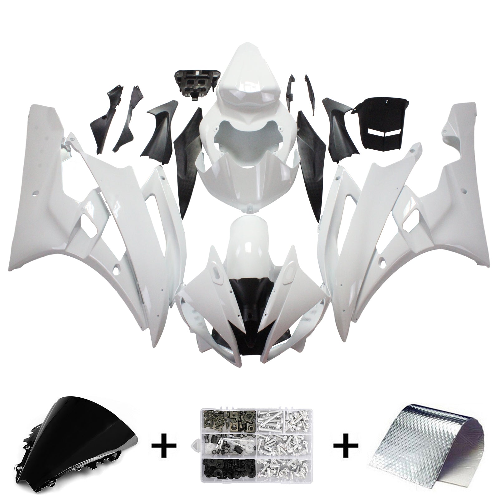 2006-2007 Yamaha YZF 600 R6 Amotopart Kit de carénage d'injection carrosserie plastique ABS #103