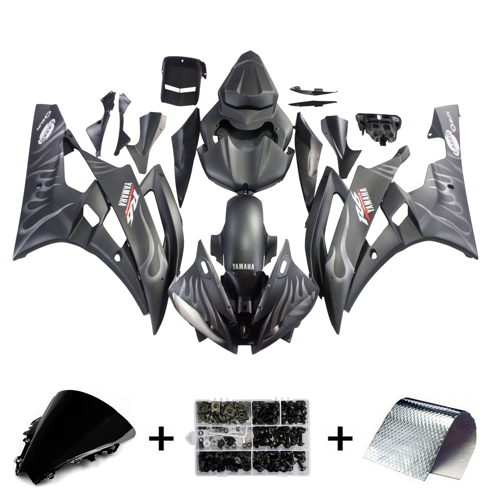 2006-2007 Yamaha YZF 600 R6 Amotopart Injection Fairing Kit Bodywork Plastic ABS #109