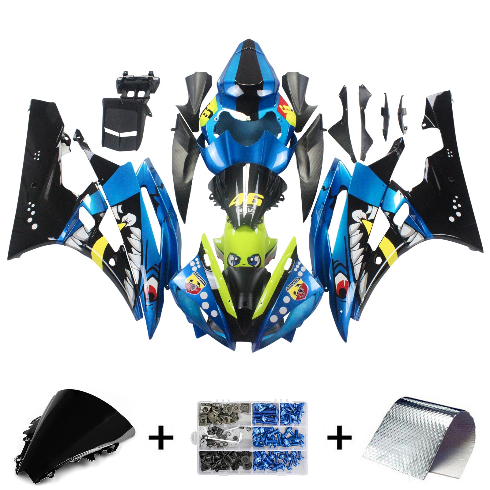 2006-2007 Yamaha YZF 600 R6 Amotopart Injection Fairing Kit Bodywork Plastic ABS #138