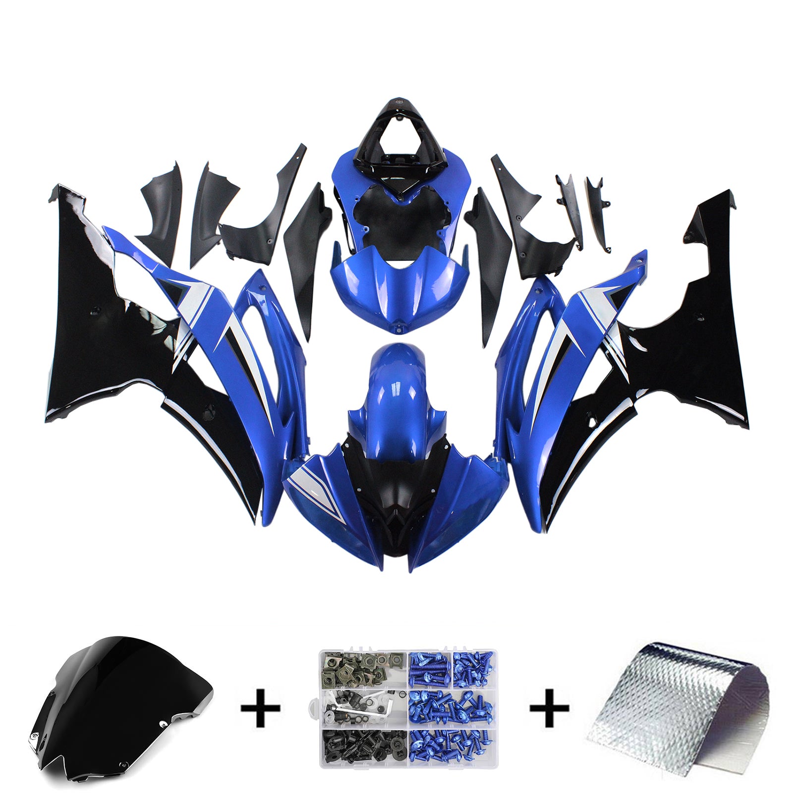 2008-2016 Yamaha YZF 600 R6 Amotopart Kit de carénage d'injection carrosserie plastique ABS #113
