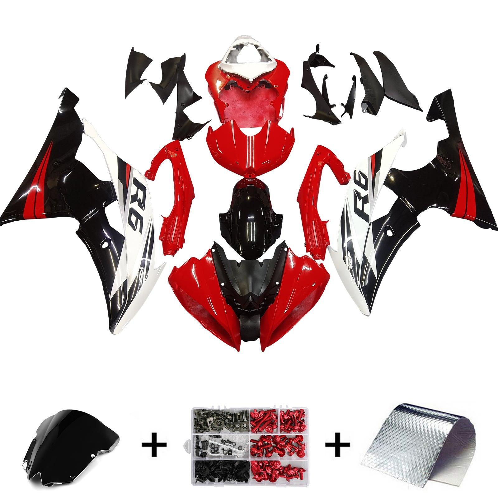 2008-2016 Yamaha YZF 600 R6 Injection Fairing Kit Karosseri Plast ABS #193