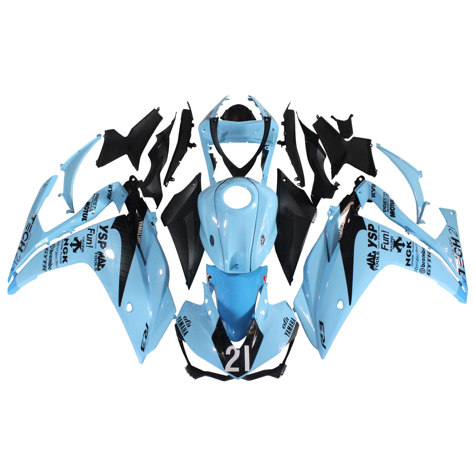 2014-2018 Yamaha YZF R3 & 2015-2017 YZF R25 Black Blue Fairing Kit