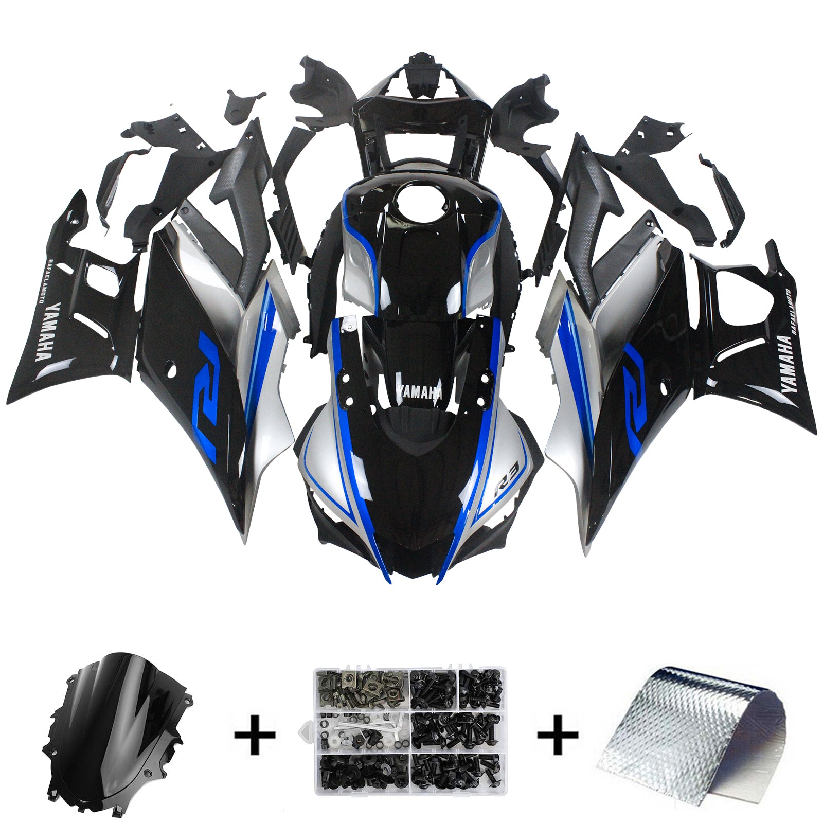 2019-2021 Yamaha YZF-R3 R25 Amotopart Injection Fairing Kit Bodywork Plastic ABS #118