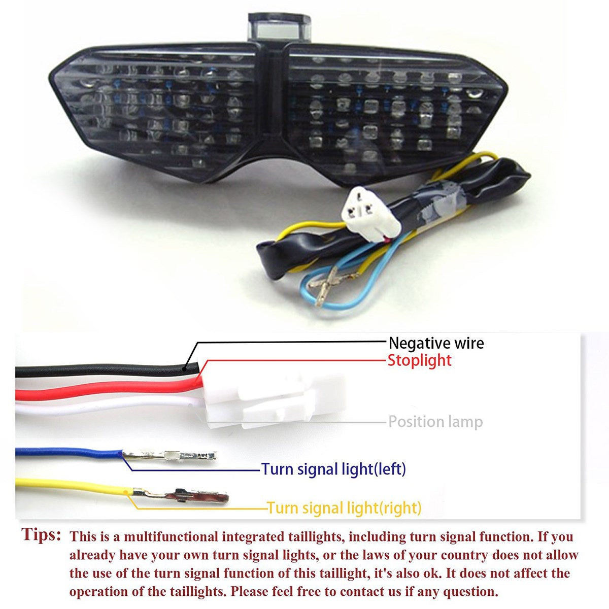 Integrated LED TailLight Turn Signals for Yamaha YZF R6 03-05 YZF R6S Smoke