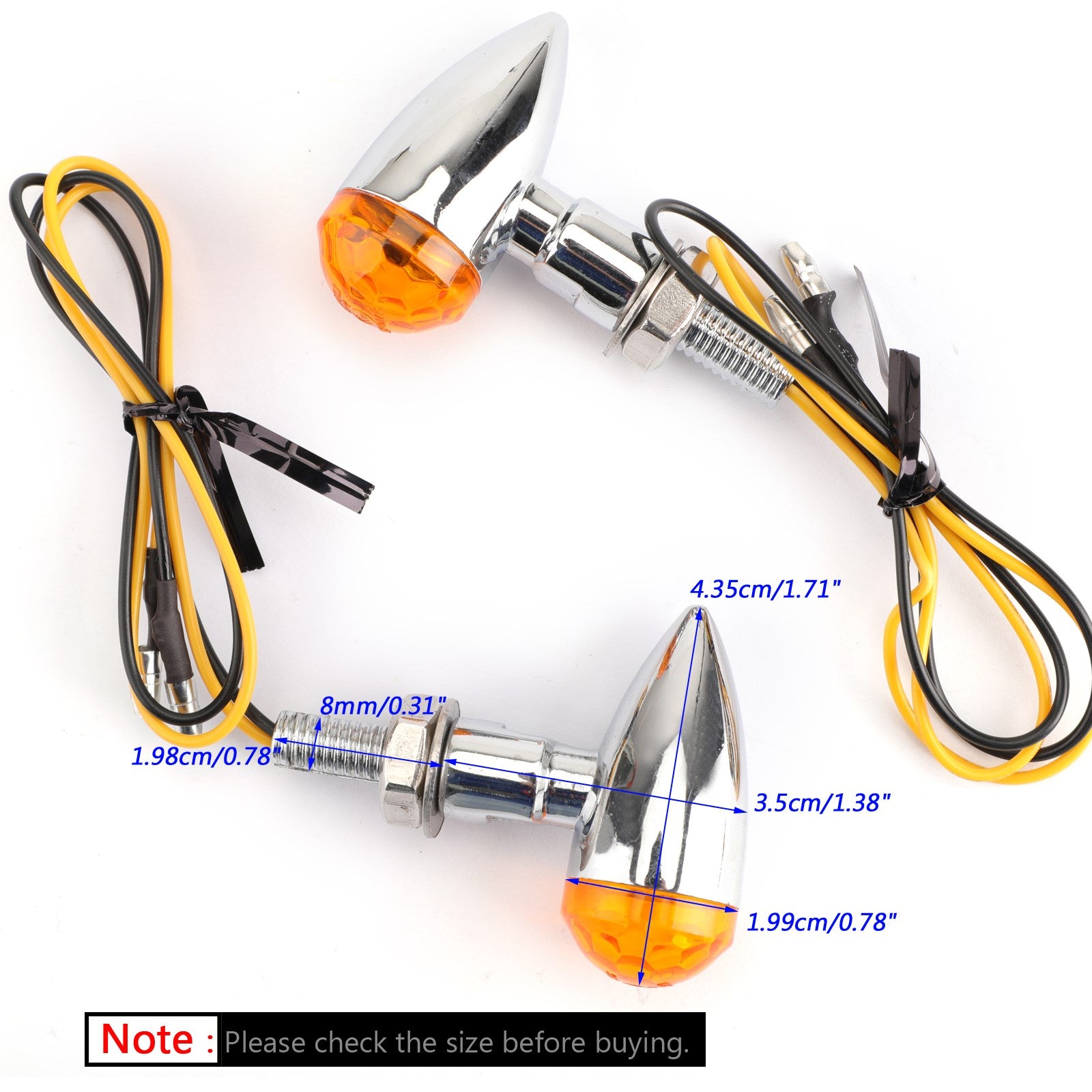 Universal Chrome Mini Bullet Spherical Len Turn Signal Indicator Light Amber Len