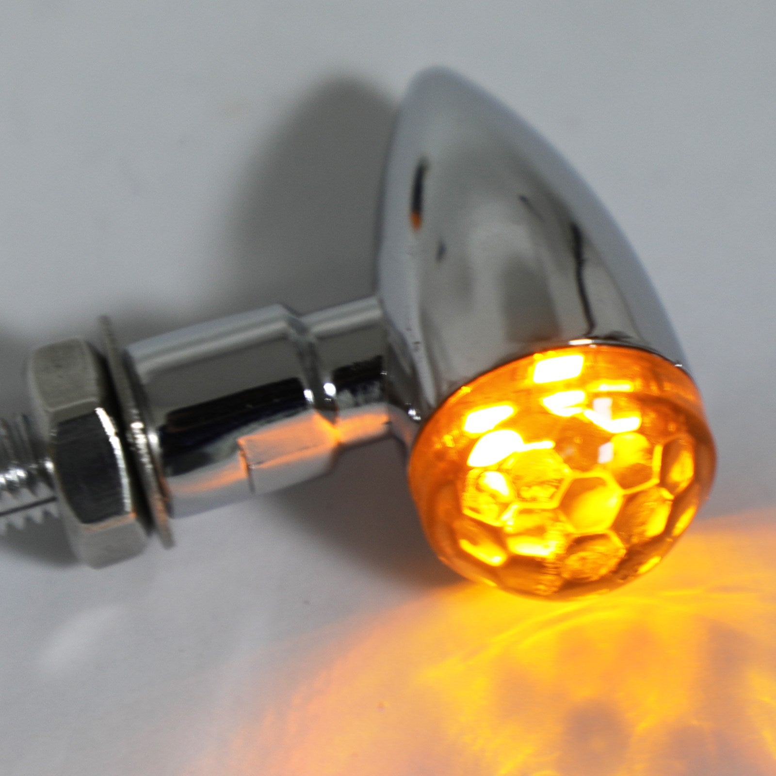 Universal Chrome Mini Bullet Spherical Len Turn Signal Indicator Light Amber Len